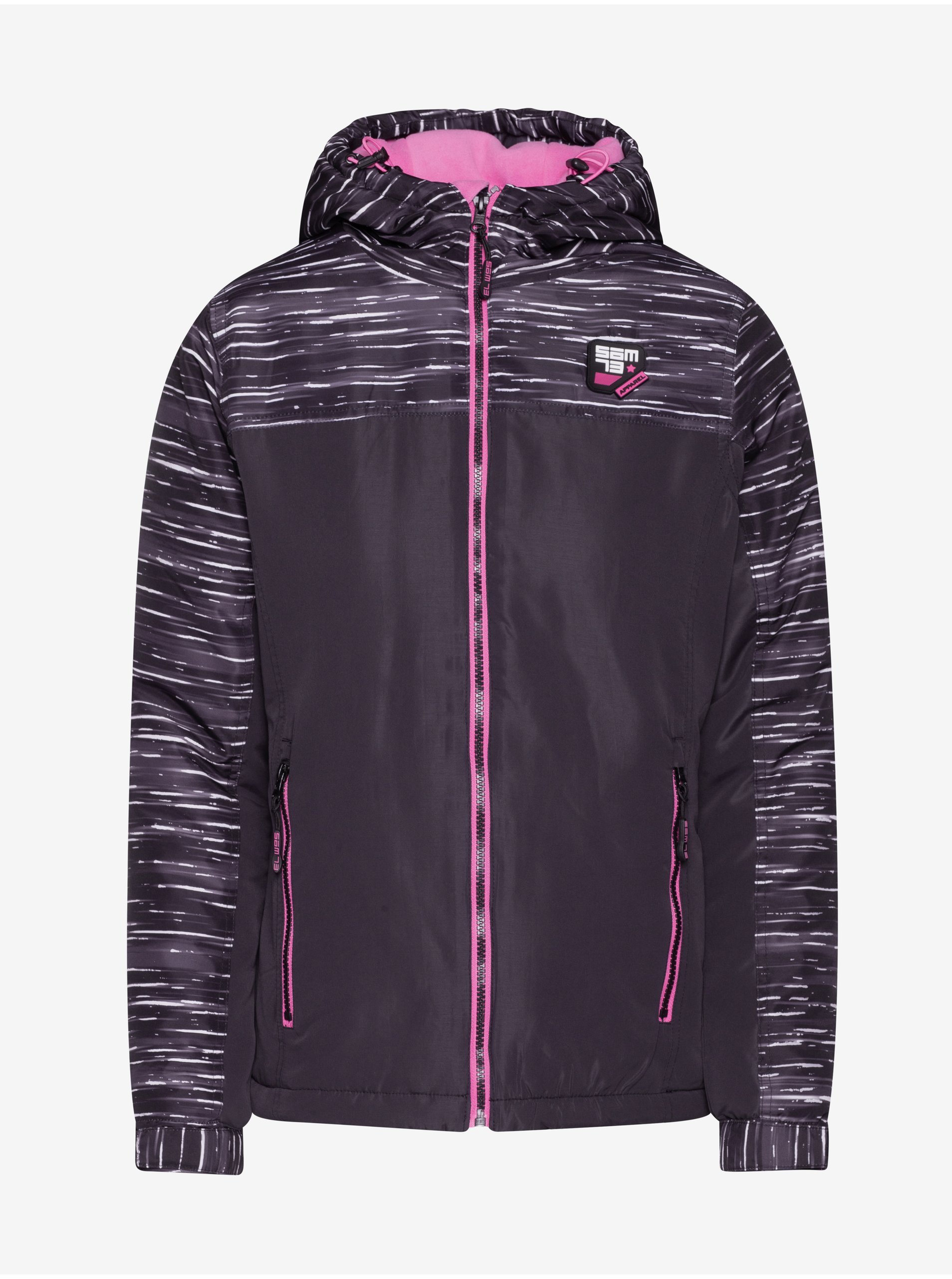 E-shop Růžovo-černá dámská žíhaná zimní bunda SAM 73