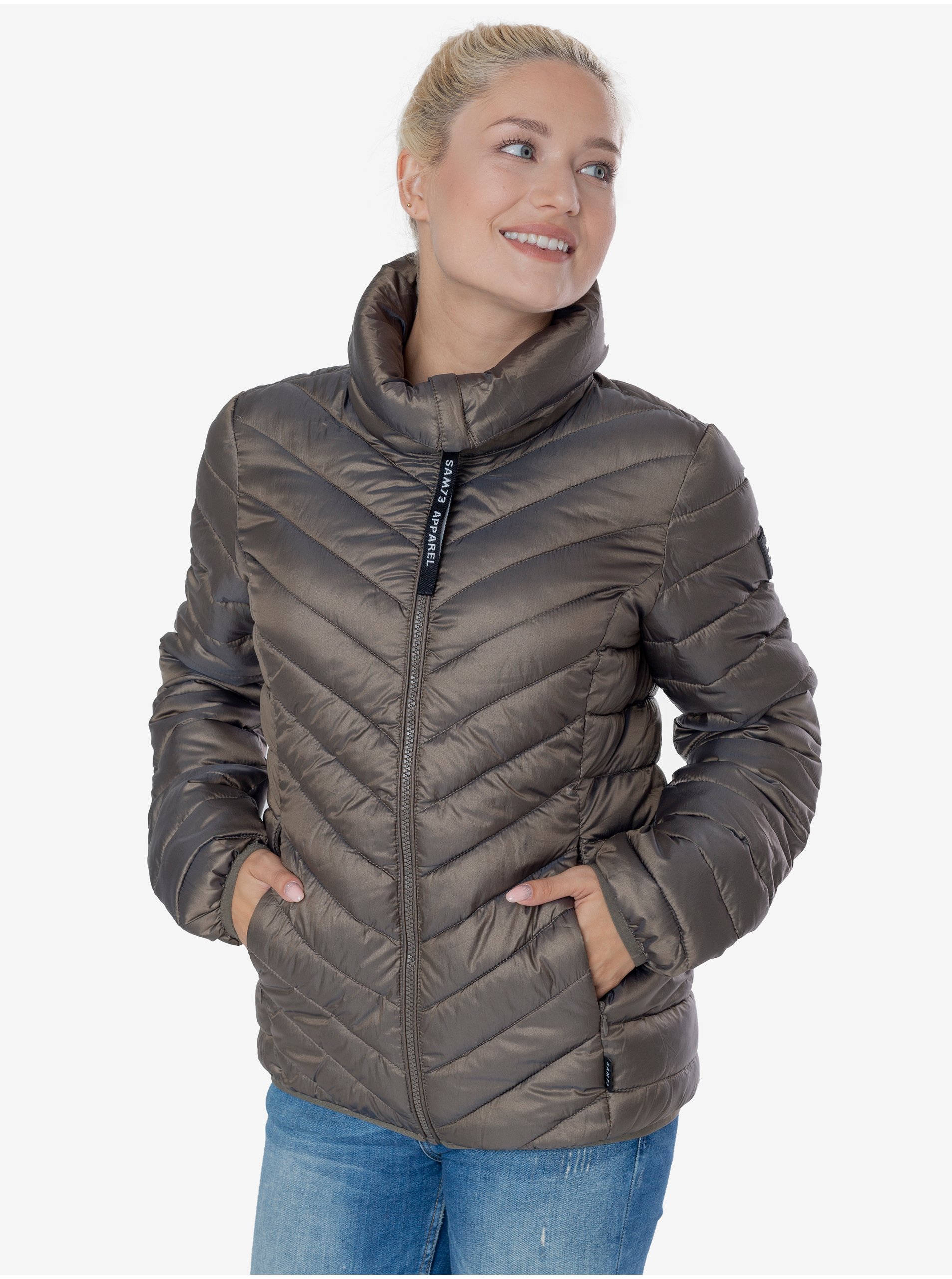 E-shop Světle hnědá dámská prošívaná zimní bunda SAM 73