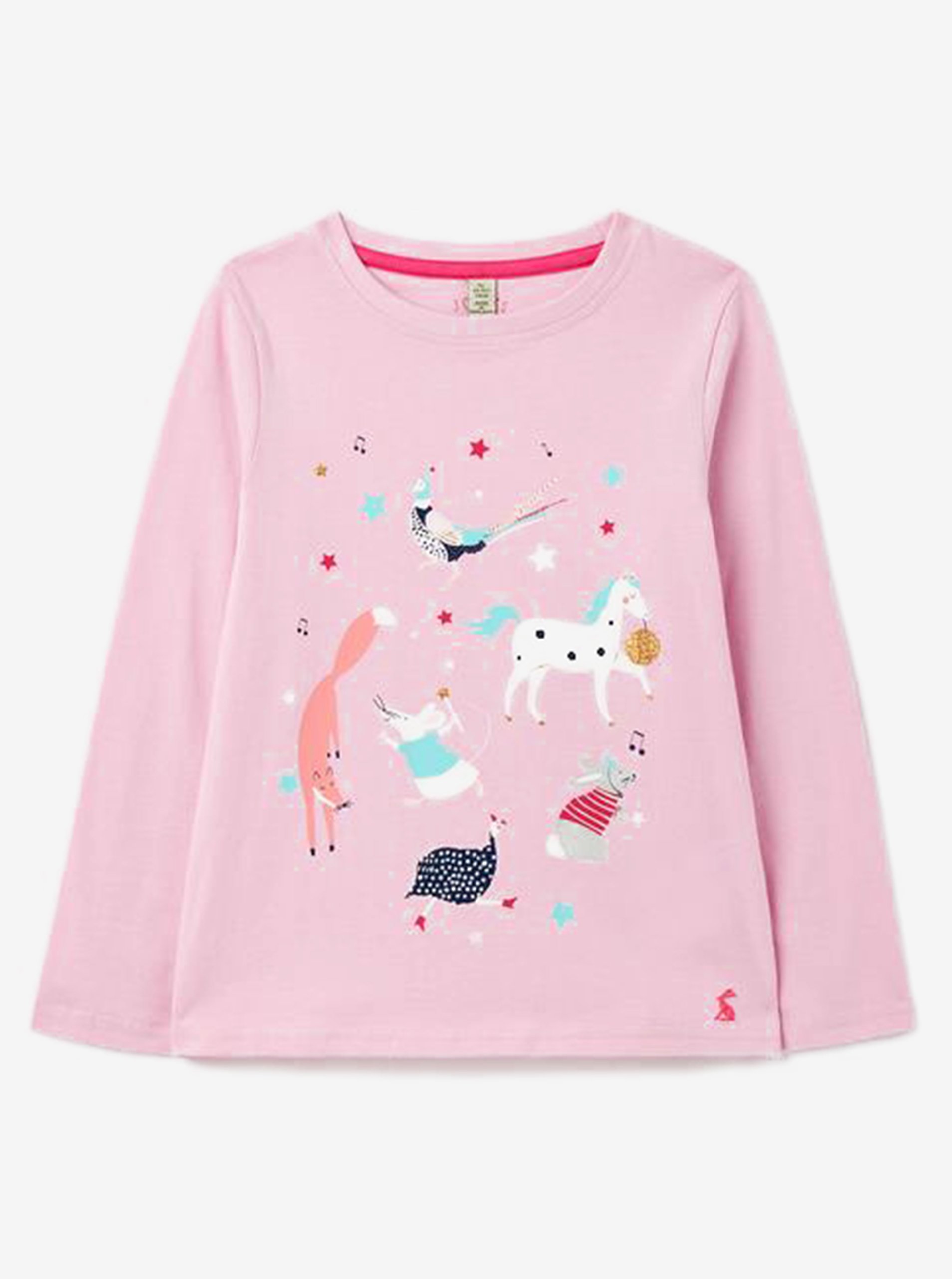 Lacno Ružové dievčenské tričko s potlačou Tom Joule