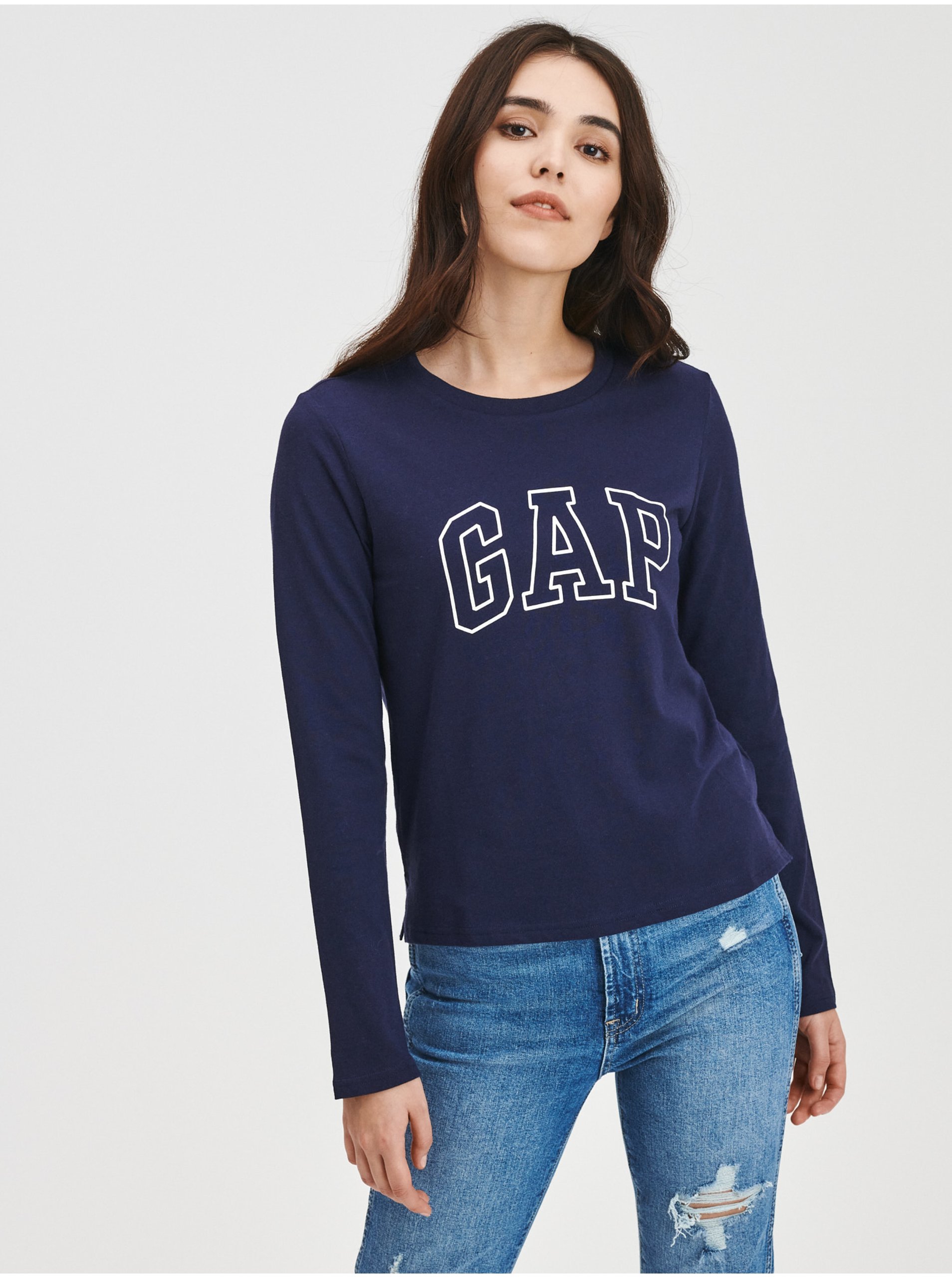 Lacno Modré dámske tričko easy s logom GAP