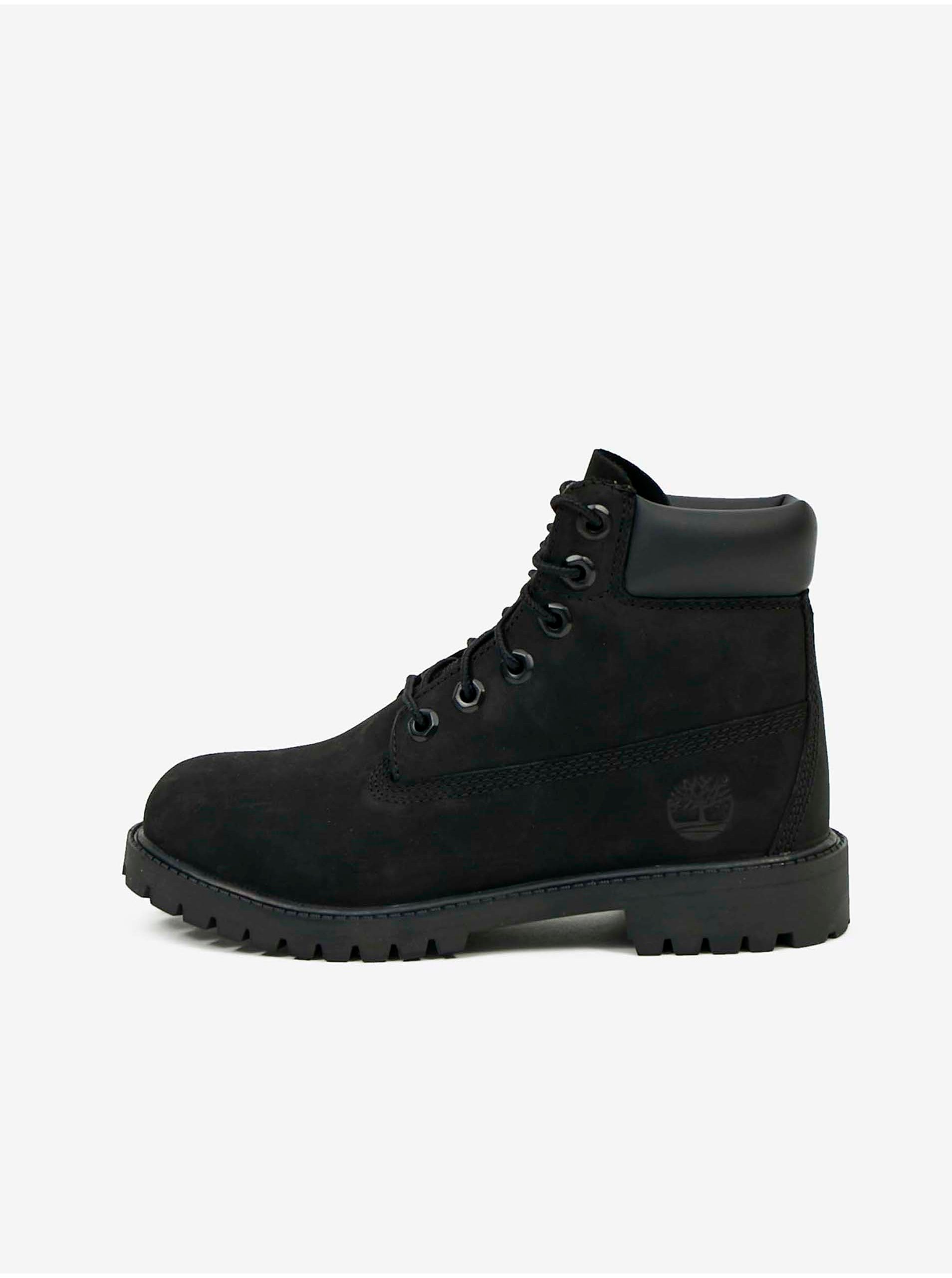Lacno Čierne chlapčenské členkové kožené topánky Timberland 6 In Premium WP Boot
