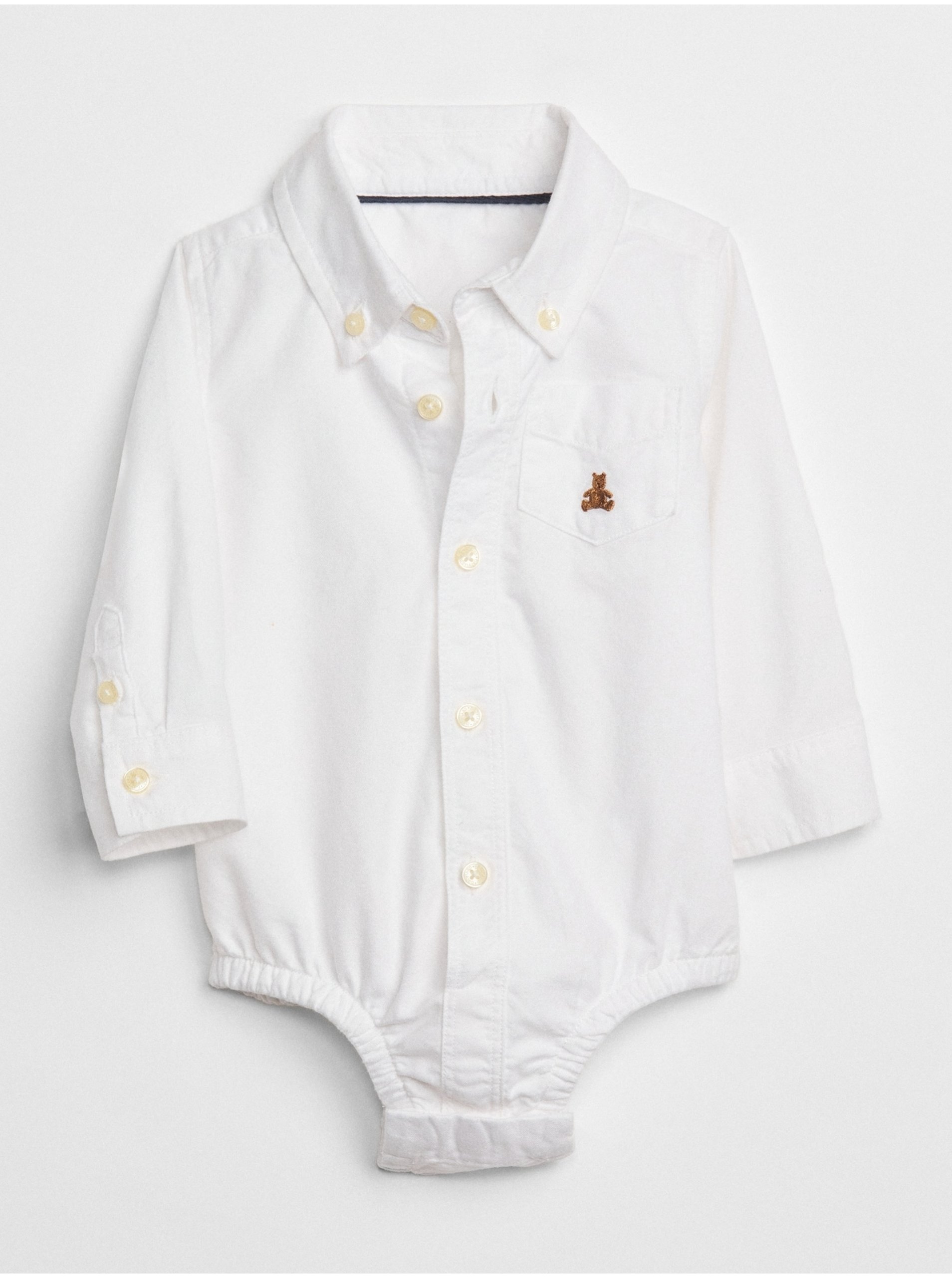 E-shop Bílé klučičí body oxford button-up bodysuit GAP