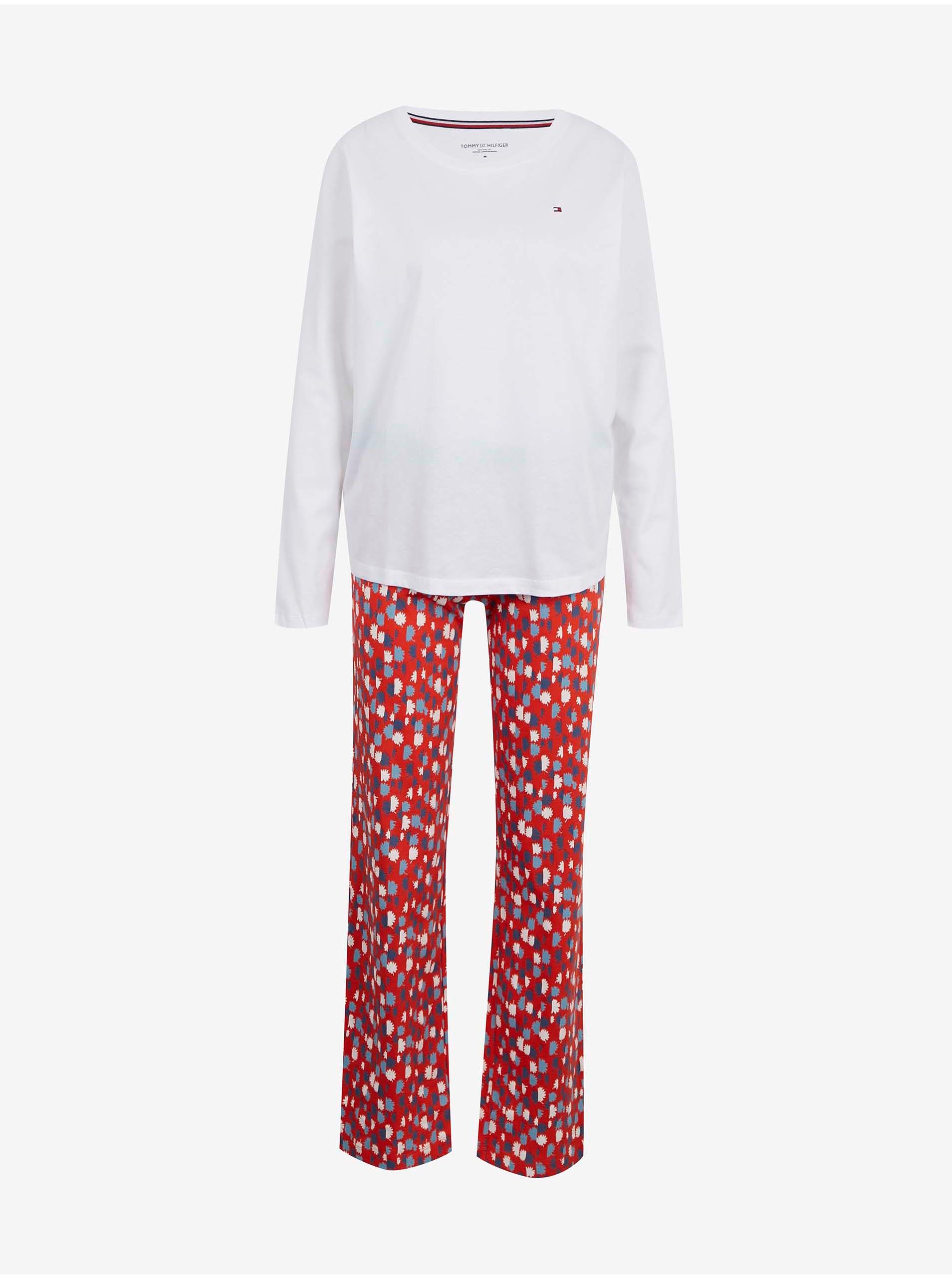 Levně Bílo-červené vzorované pyžamo Tommy Hilfiger Underwear