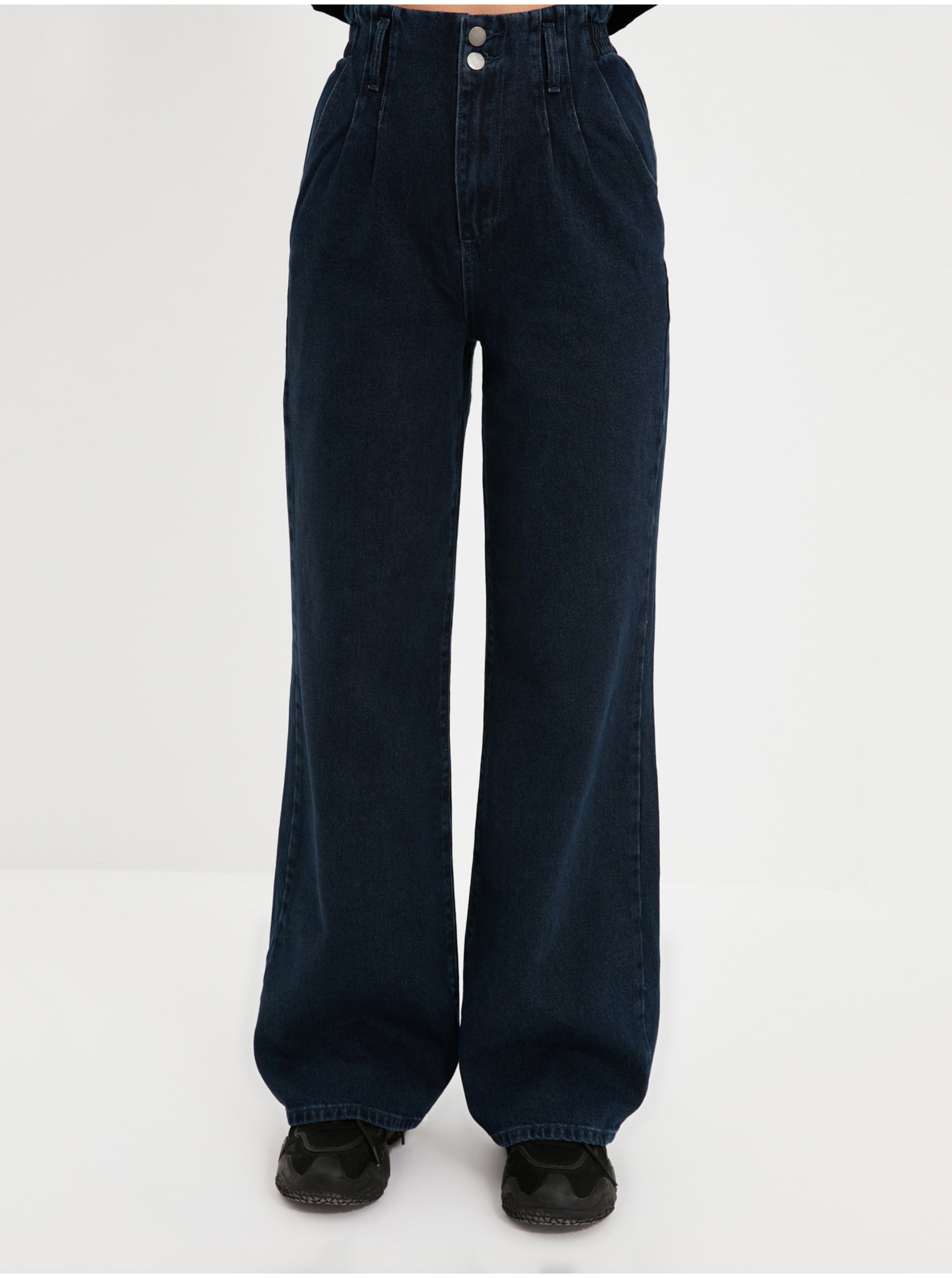 E-shop Tmavě modré široké džíny Trendyol