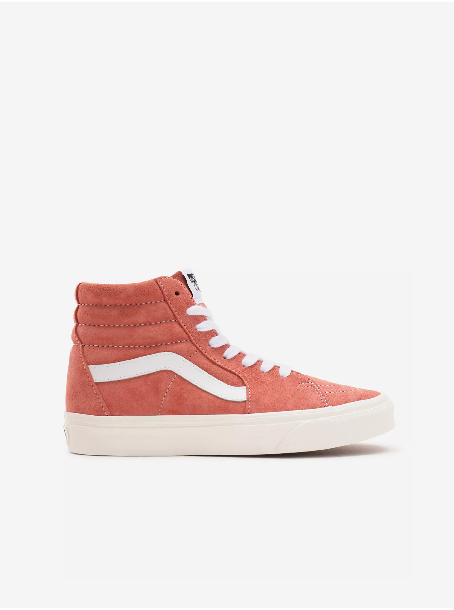 Levně Bílo-korálové dámské semišové kotníkové boty VANS SK8-Hi