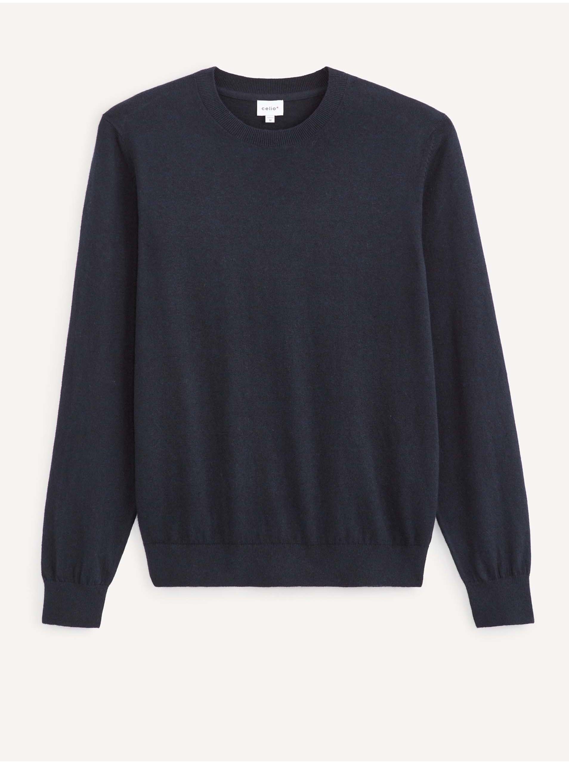 E-shop Tmavomodrý pánsky basic sveter Celio