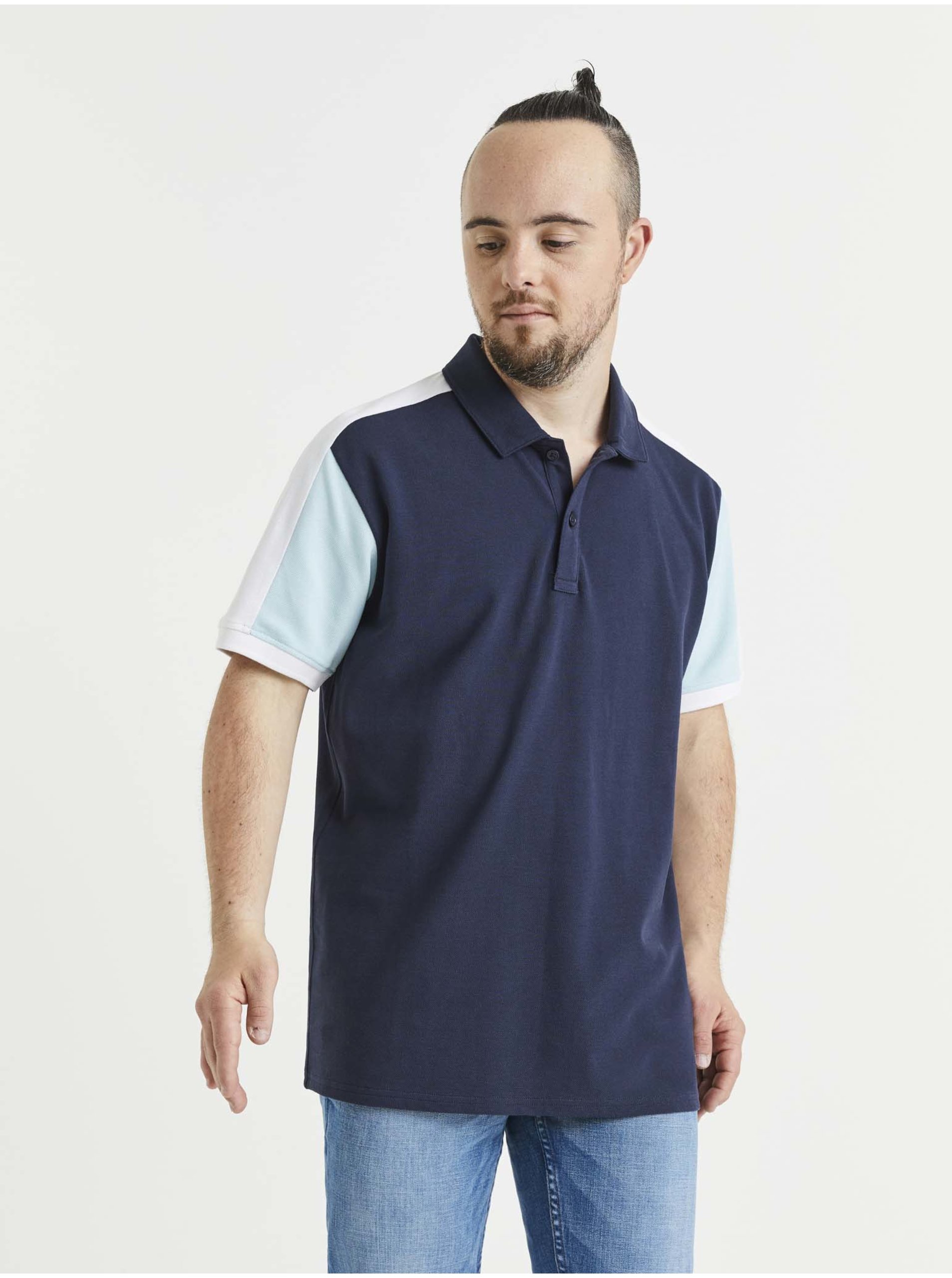E-shop Tmavě modré pánské polo tričko Celio