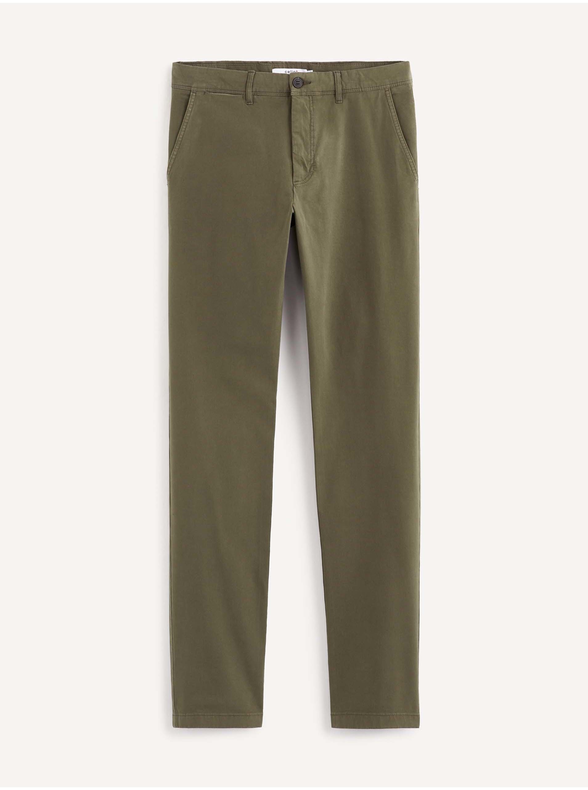 E-shop Tmavě zelené pánské kalhoty Celio