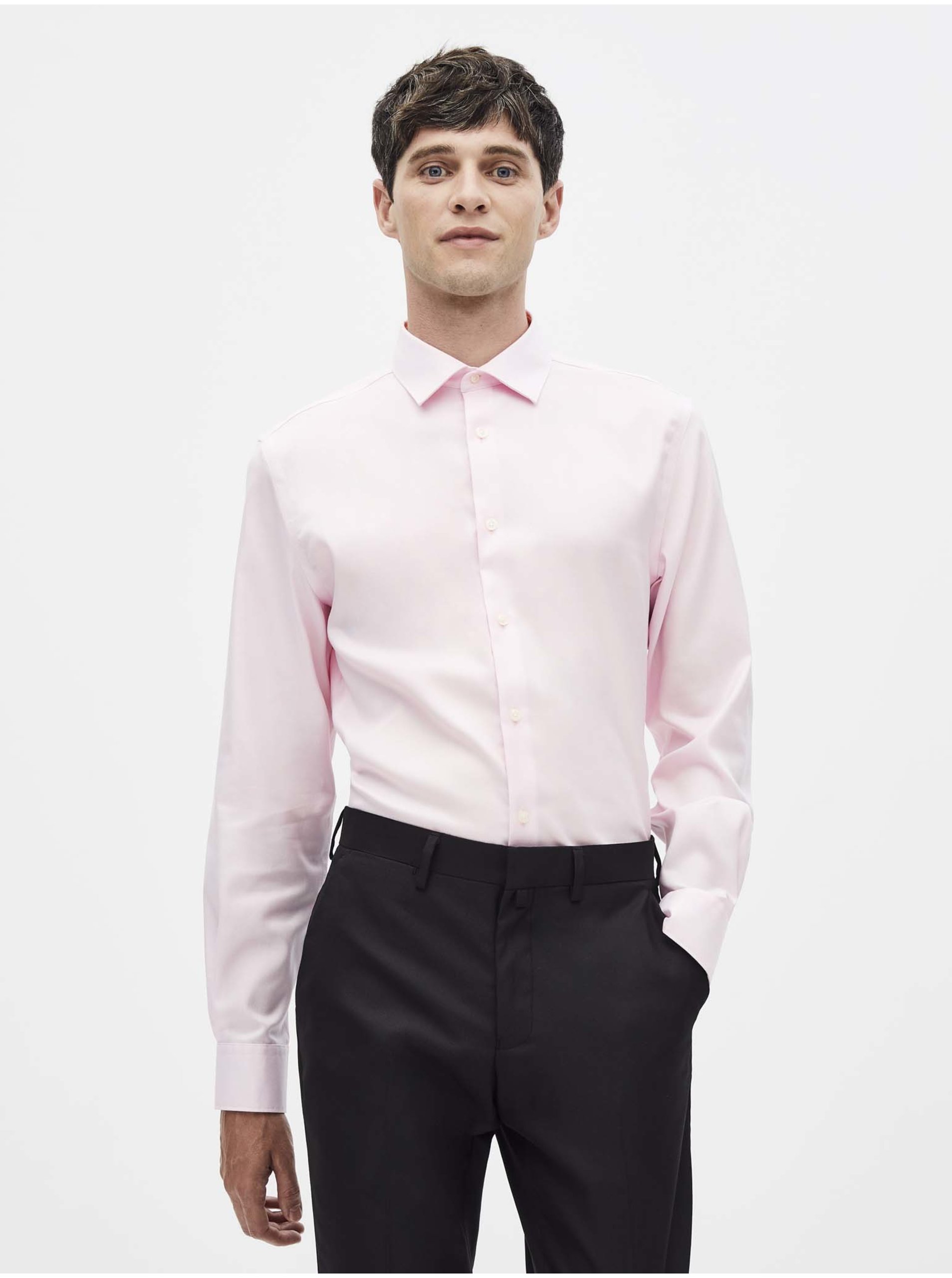 E-shop Světle růžová pánská košile Celio Narox