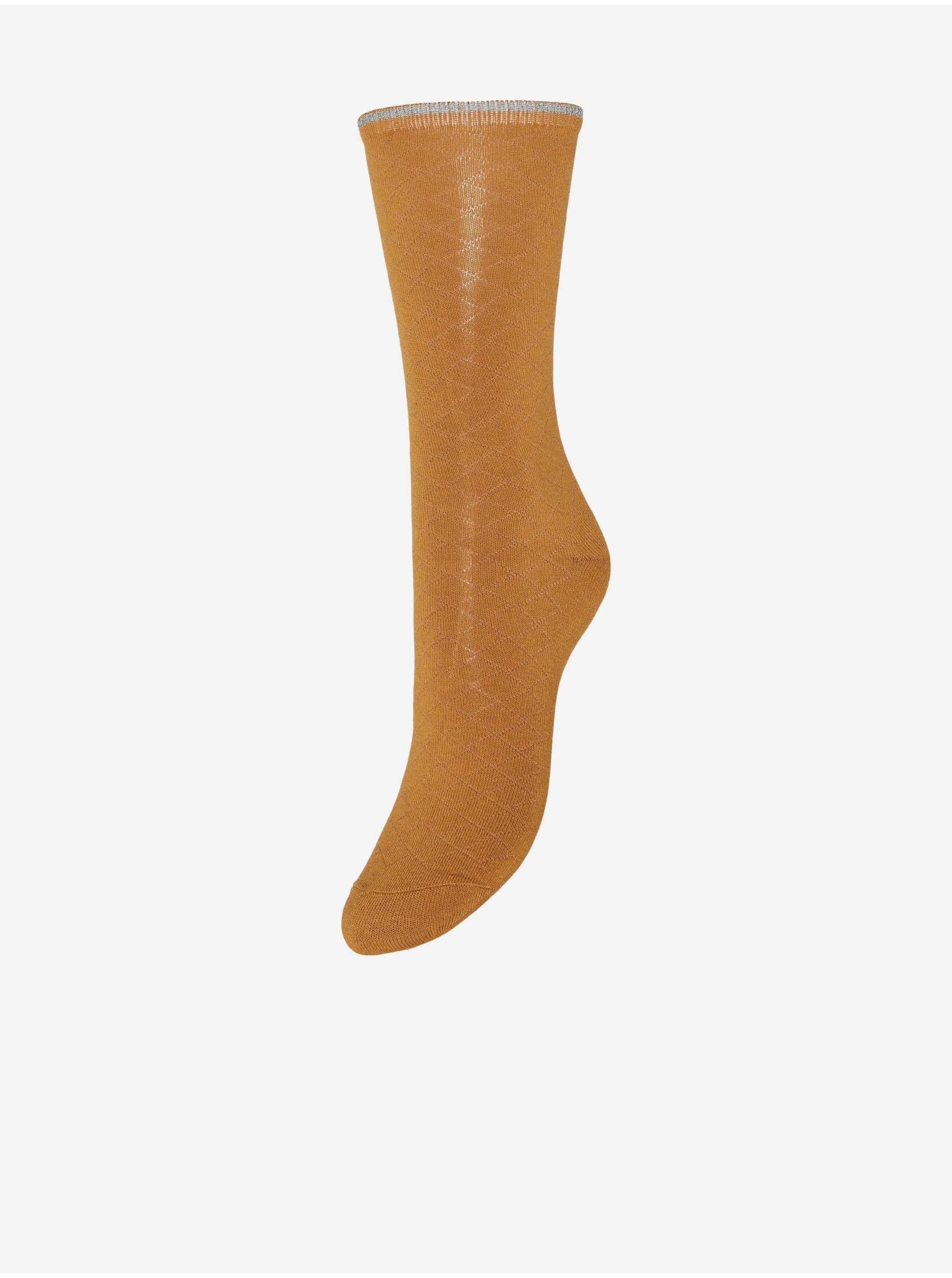 Levně Oranžové dámské vzorované ponožky VERO MODA Hello
