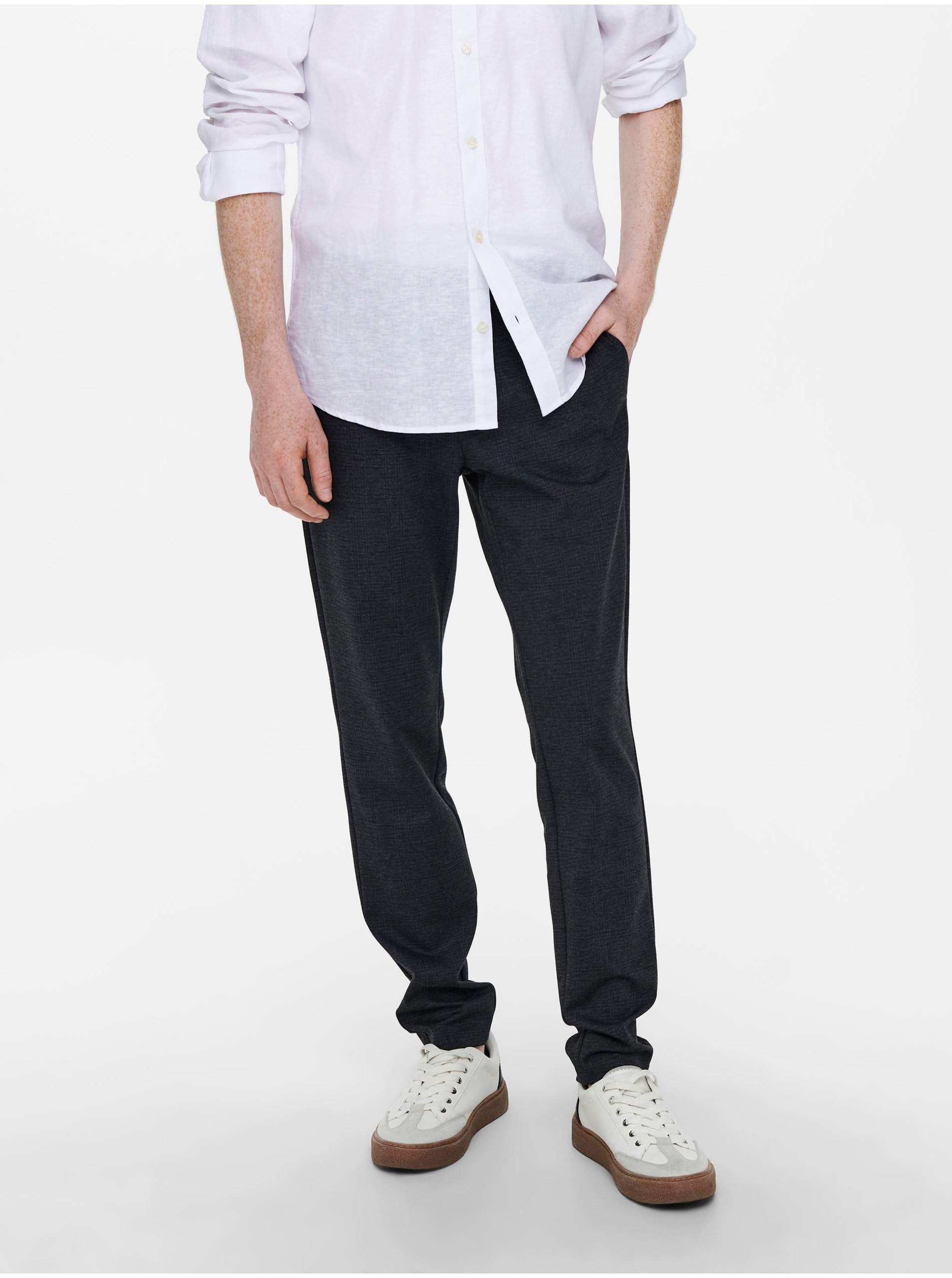E-shop Tmavě modré pánské chino kalhoty ONLY & SONS Mark