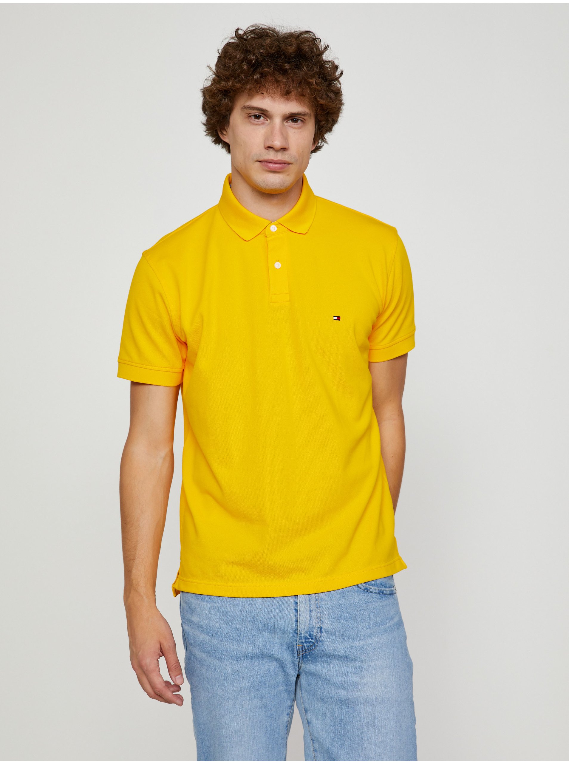 E-shop Žluté pánské polo triko Tommy Hilfiger
