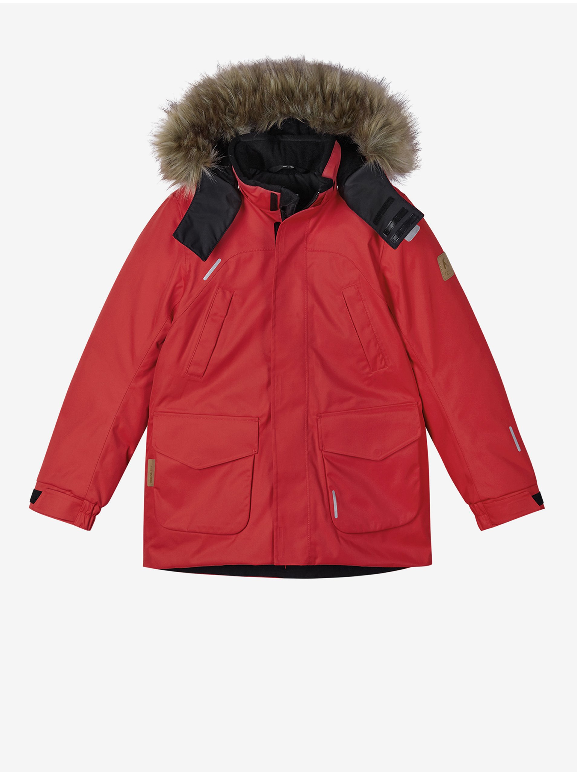 Lacno Červená detská zimná bunda s kapucňou Reima