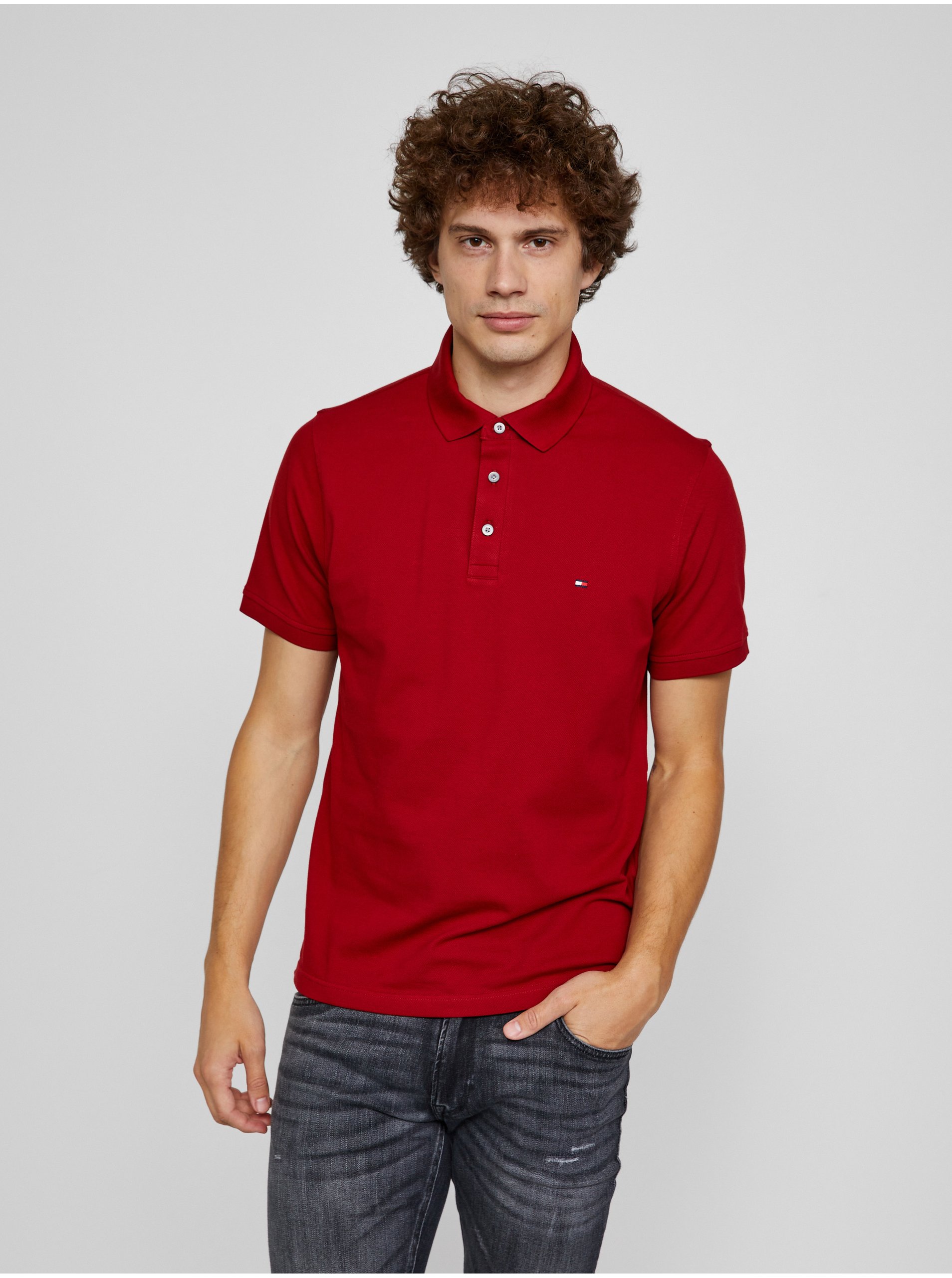 E-shop Červená pánska polokošeľa Tommy Hilfiger 1985 Slim Polo