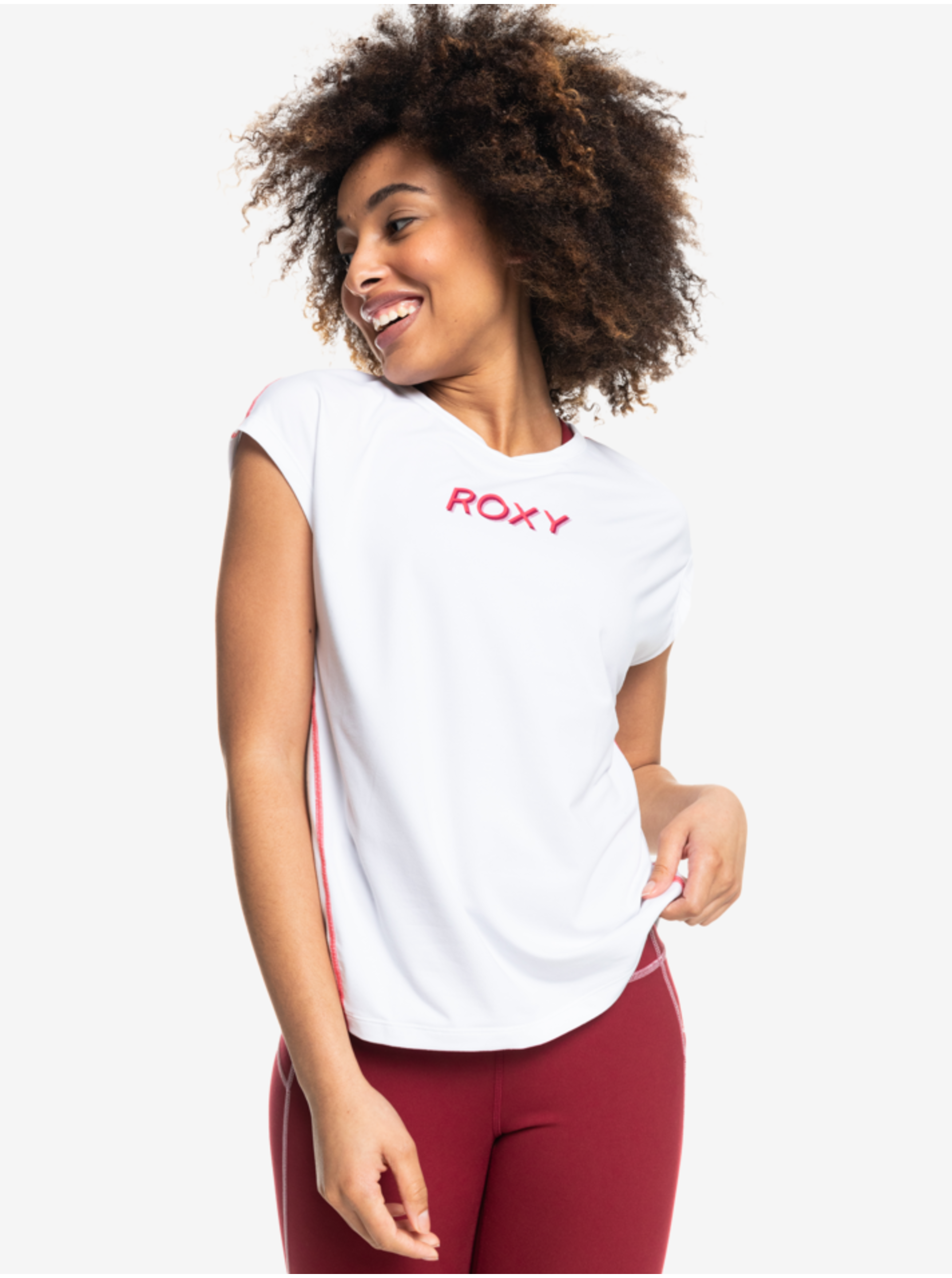 Levně Bílé dámské tričko s nápisem Roxy Training Grl