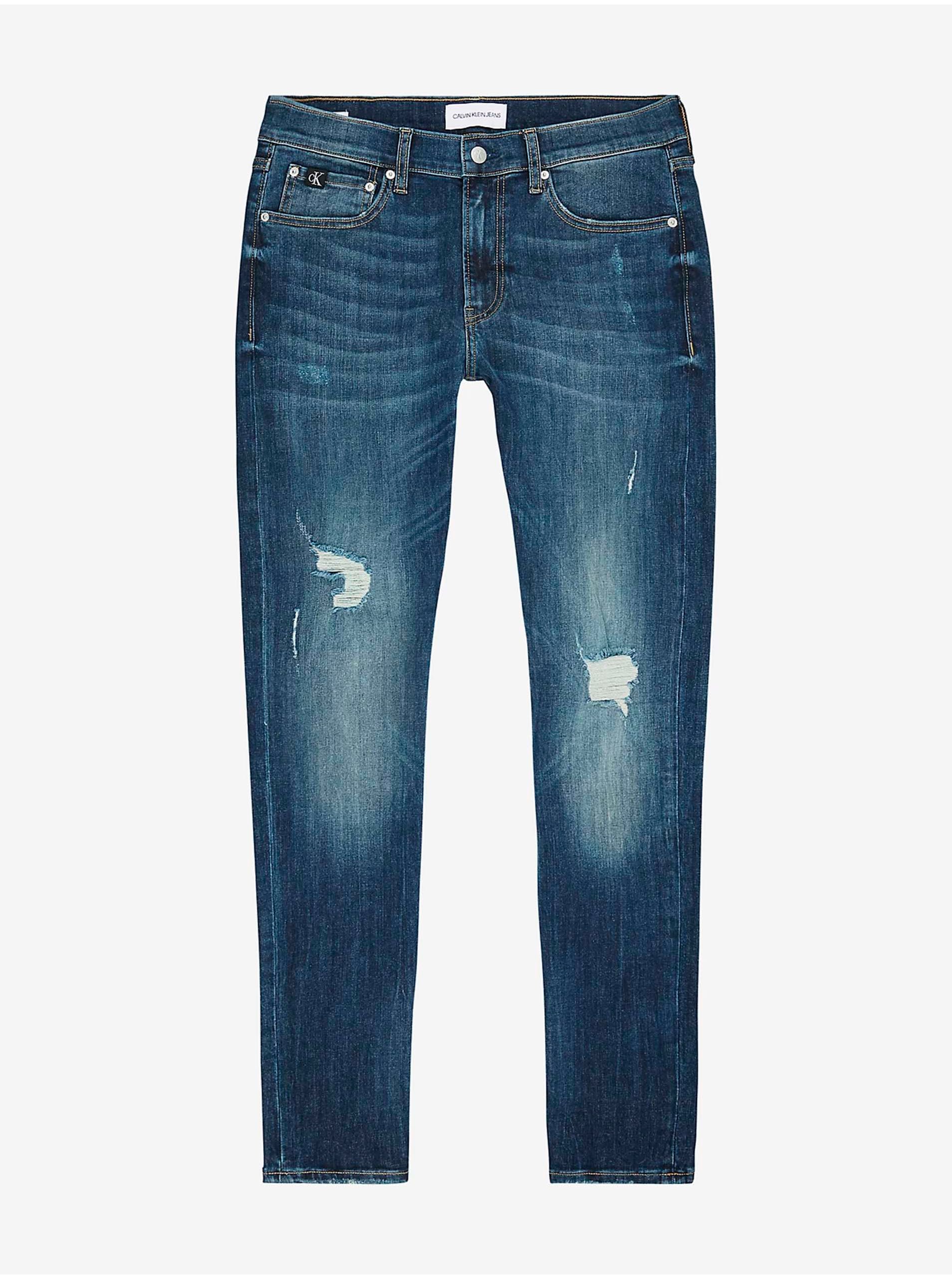 Lacno Tmavomodré pánske slim fit rifle Calvin Klein Jeans