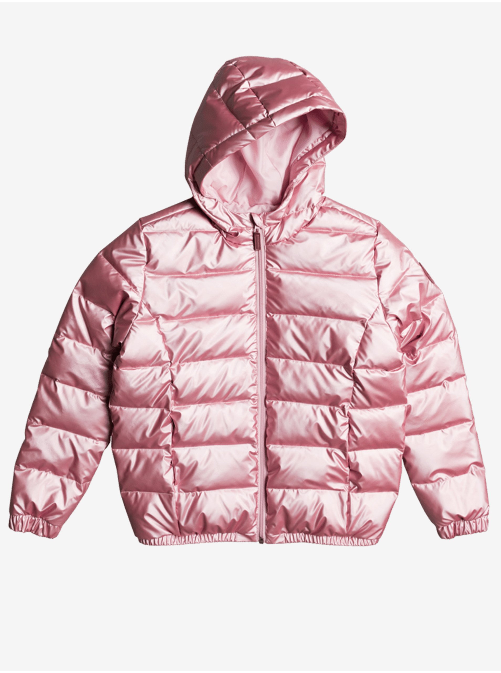 Levně Růžová holčičí prošívaná zimní bunda s kapucí Roxy It Will Rain