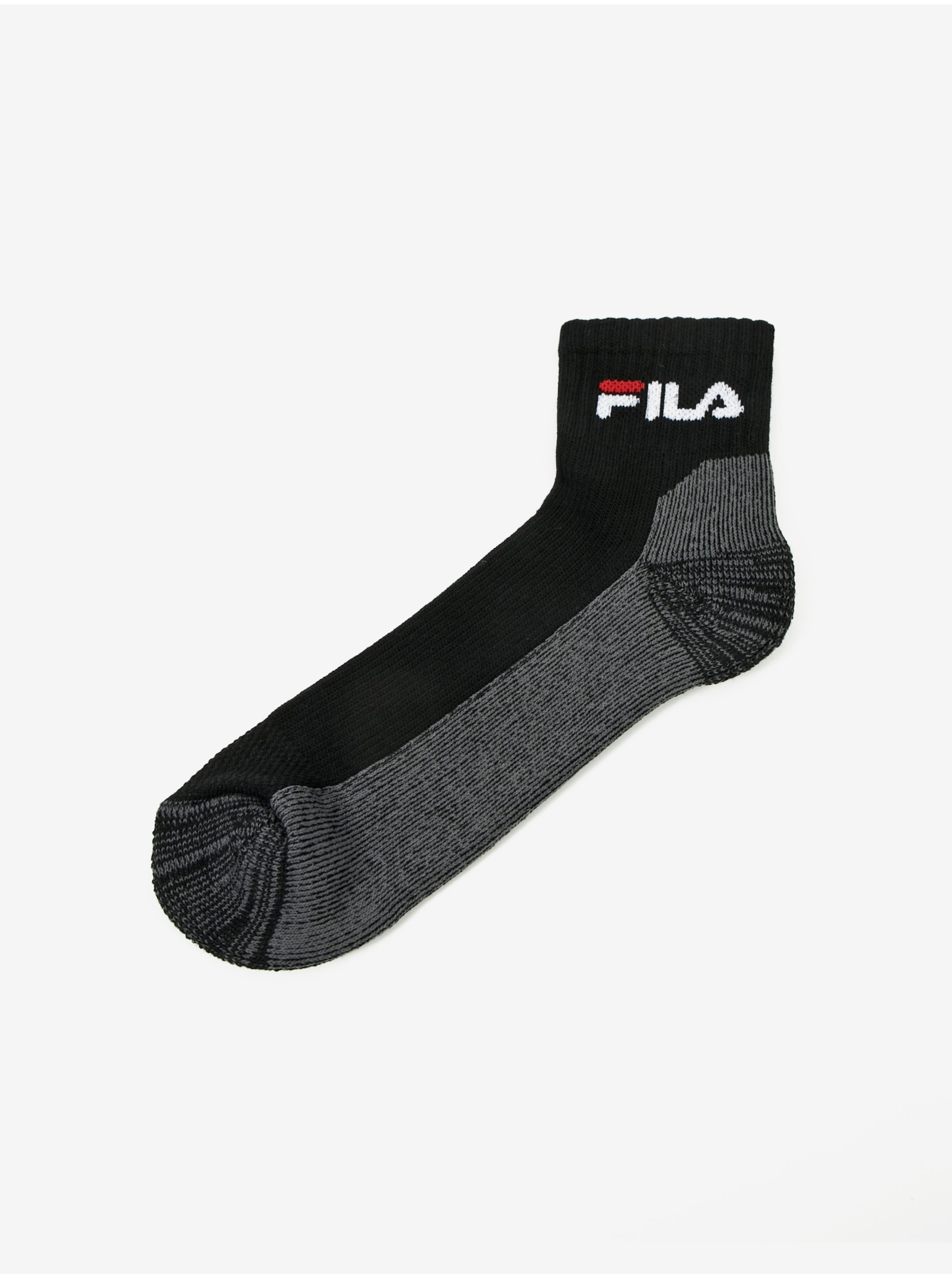 Levně Šedo-černé pánské ponožky FILA