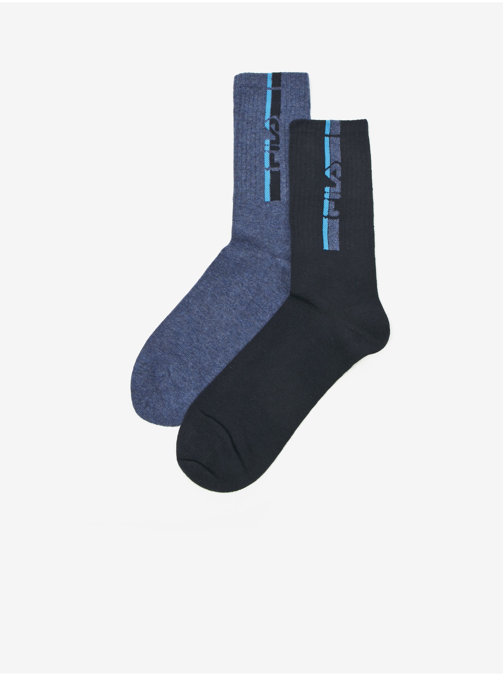 Levně Sada dvou párů pánských vzorovaných ponožek v modré barvě FILA