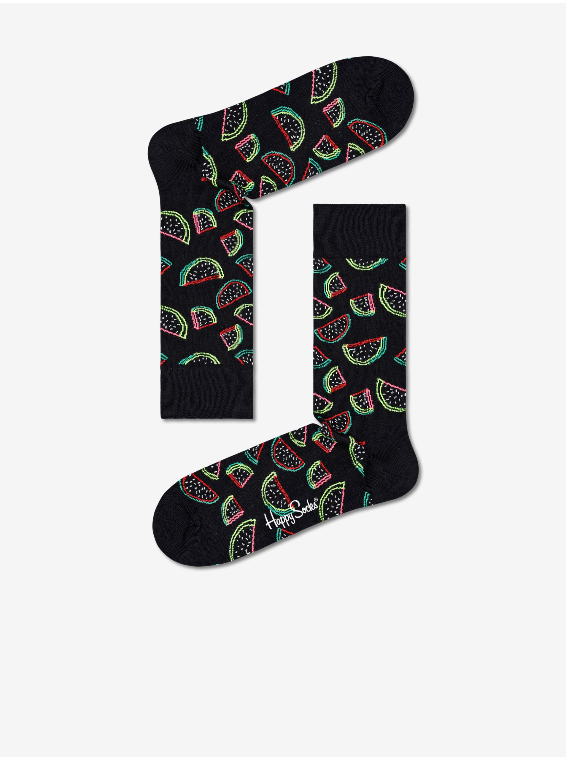 Lacno Černé vzorované ponožky Happy Socks Watermelon