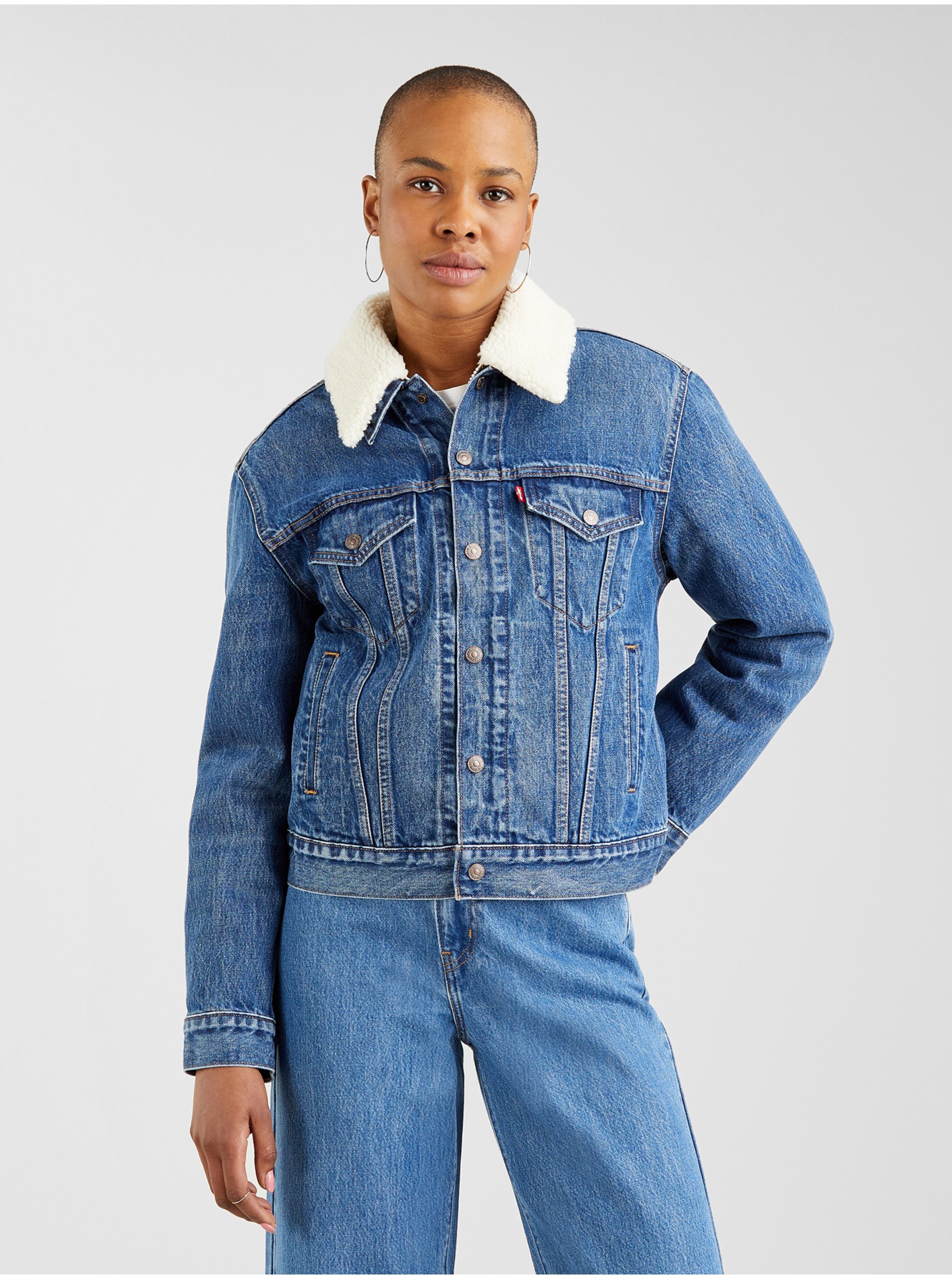 E-shop Modré dámska rifľová bunda s kožúškom Levi's® 3 In 1 Trucker