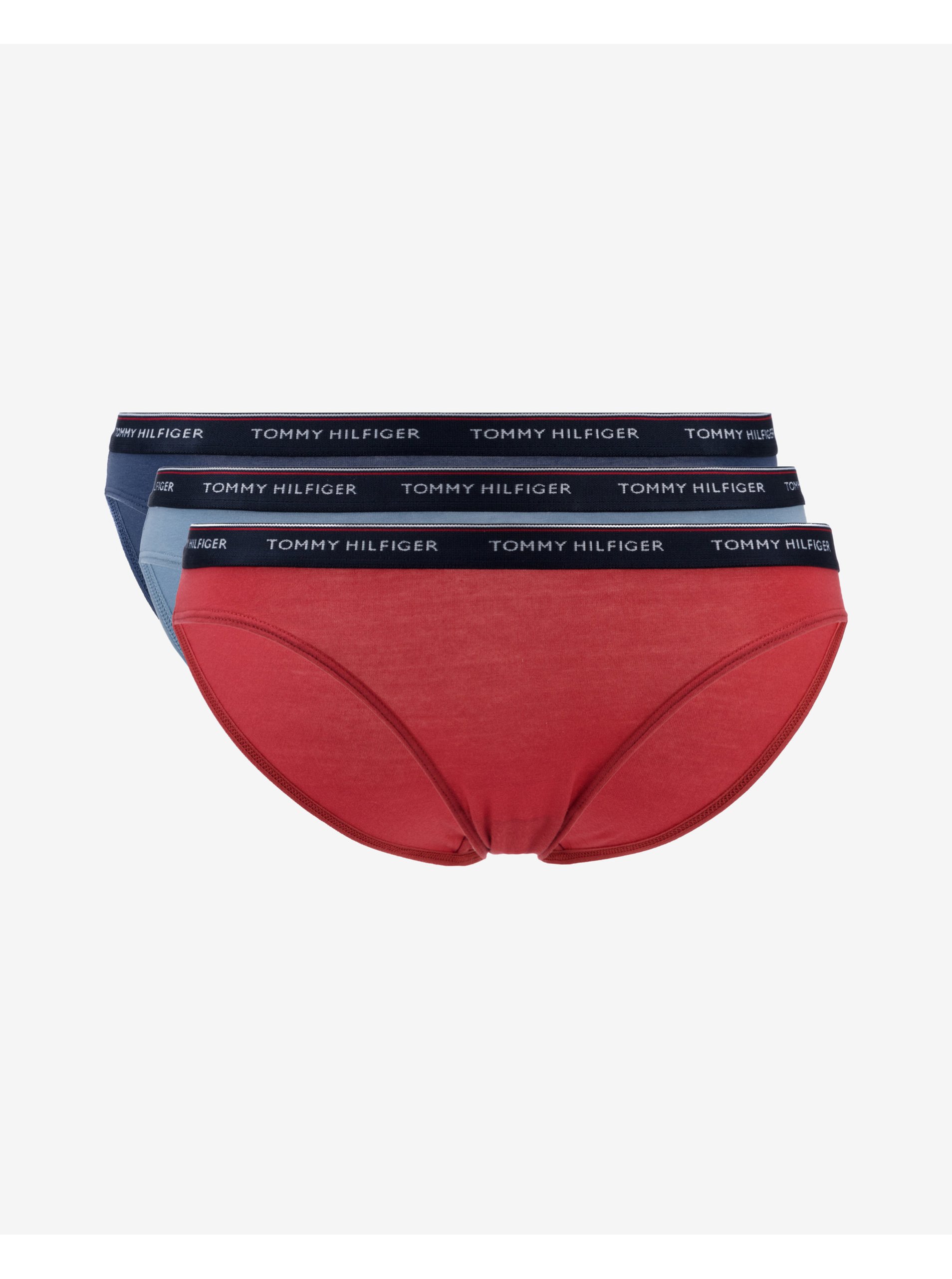 E-shop Sada troch dámskych nohavičiek v tmavomodrej, svetlomodrej a červenej farbe Tommy Hilfiger