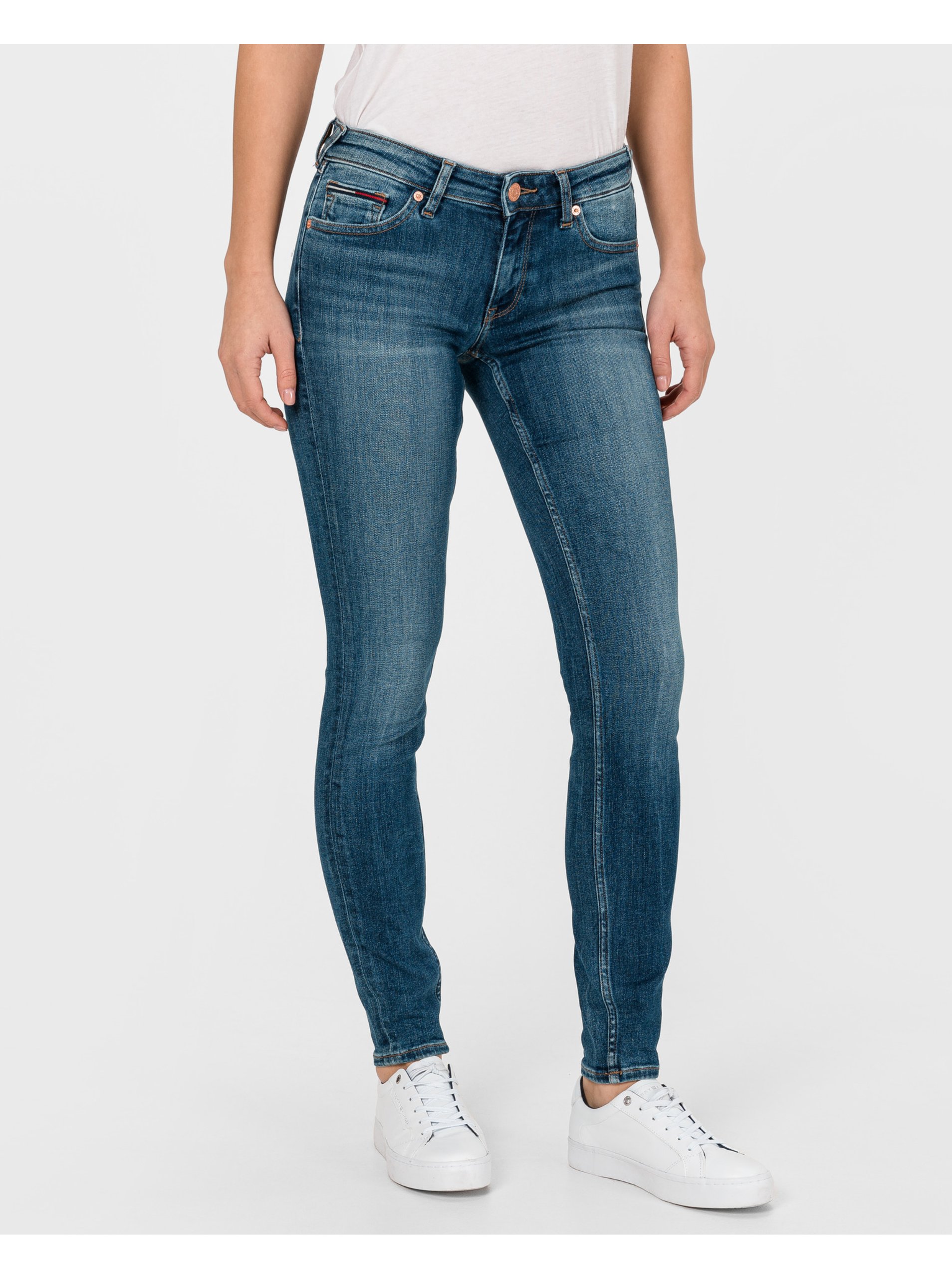Levně Modré dámské skinny fit džíny Tommy Jeans