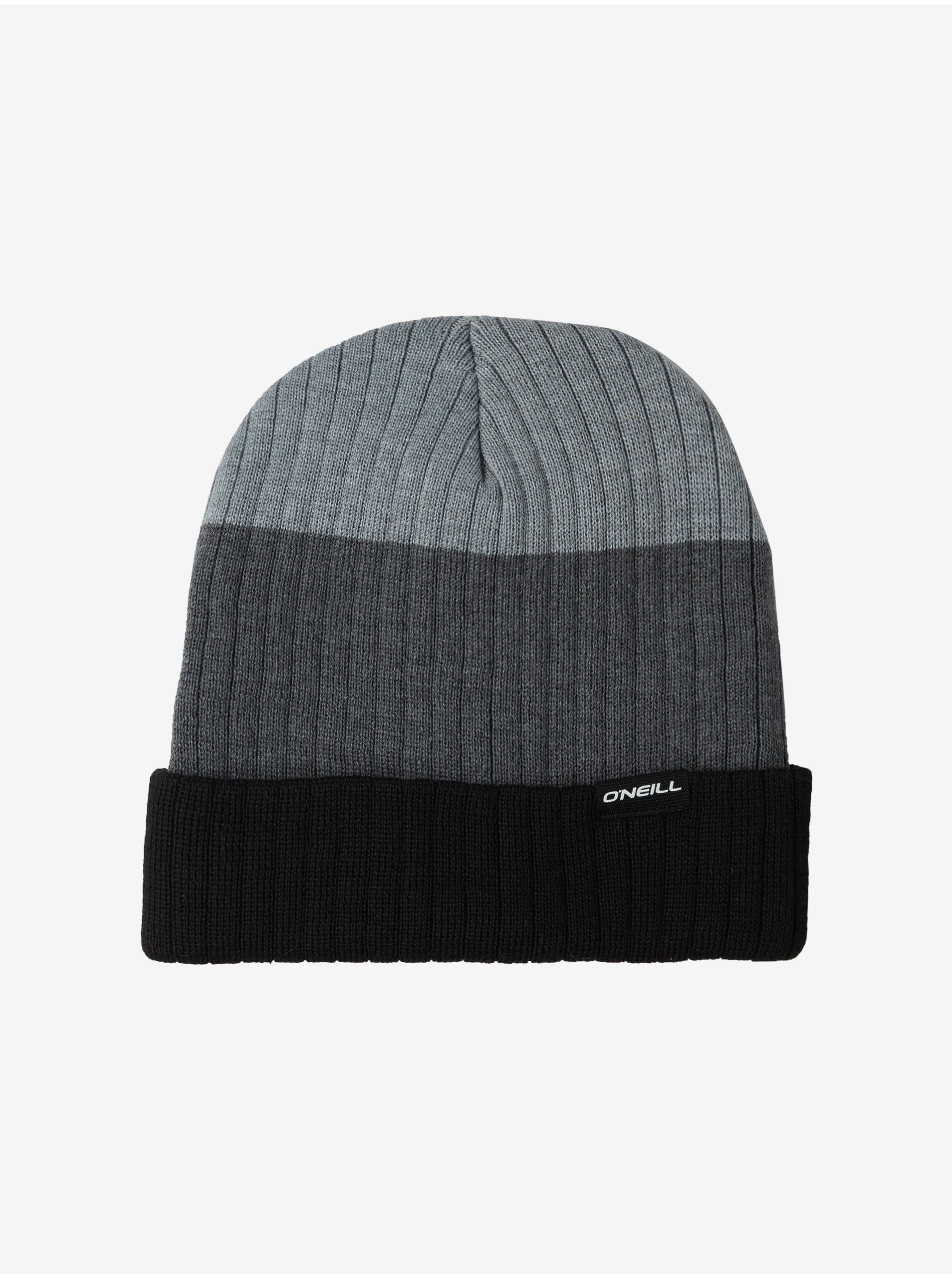 Levně Černo-šedá pánská čepice O'Neill Blockstripe Beanie