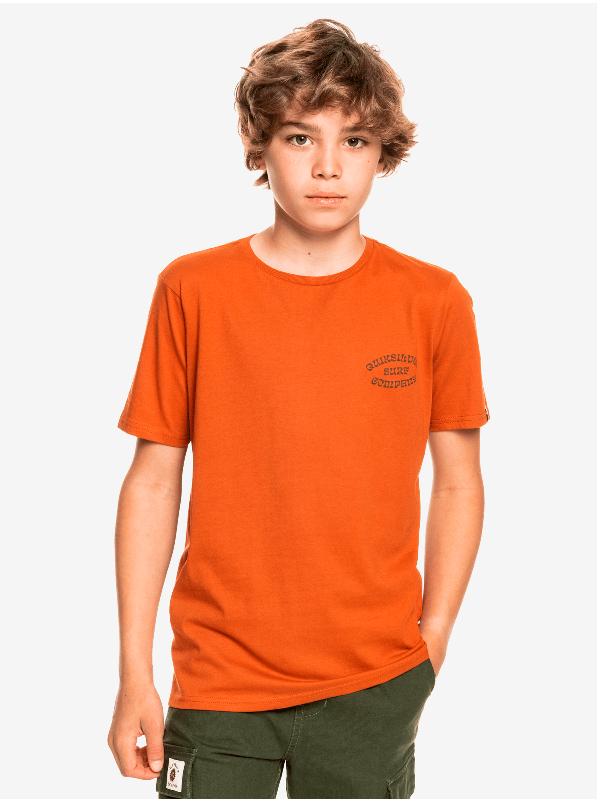 Levně Oranžové klučičí tričko s potiskem Quiksilver Wild Card
