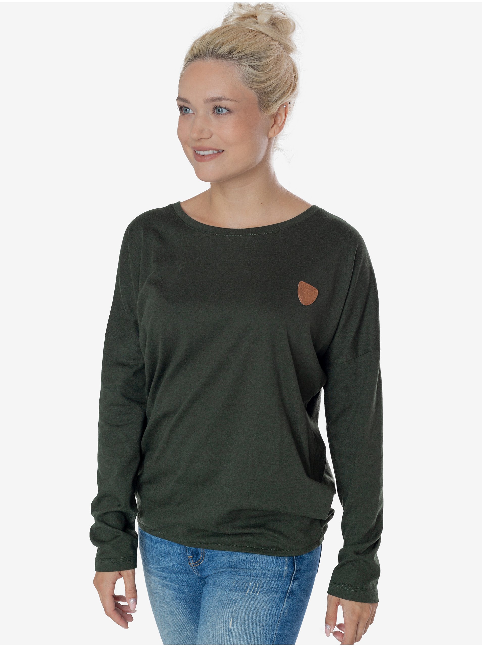 Levně Tmavě zelené dámské tričko SAM 73