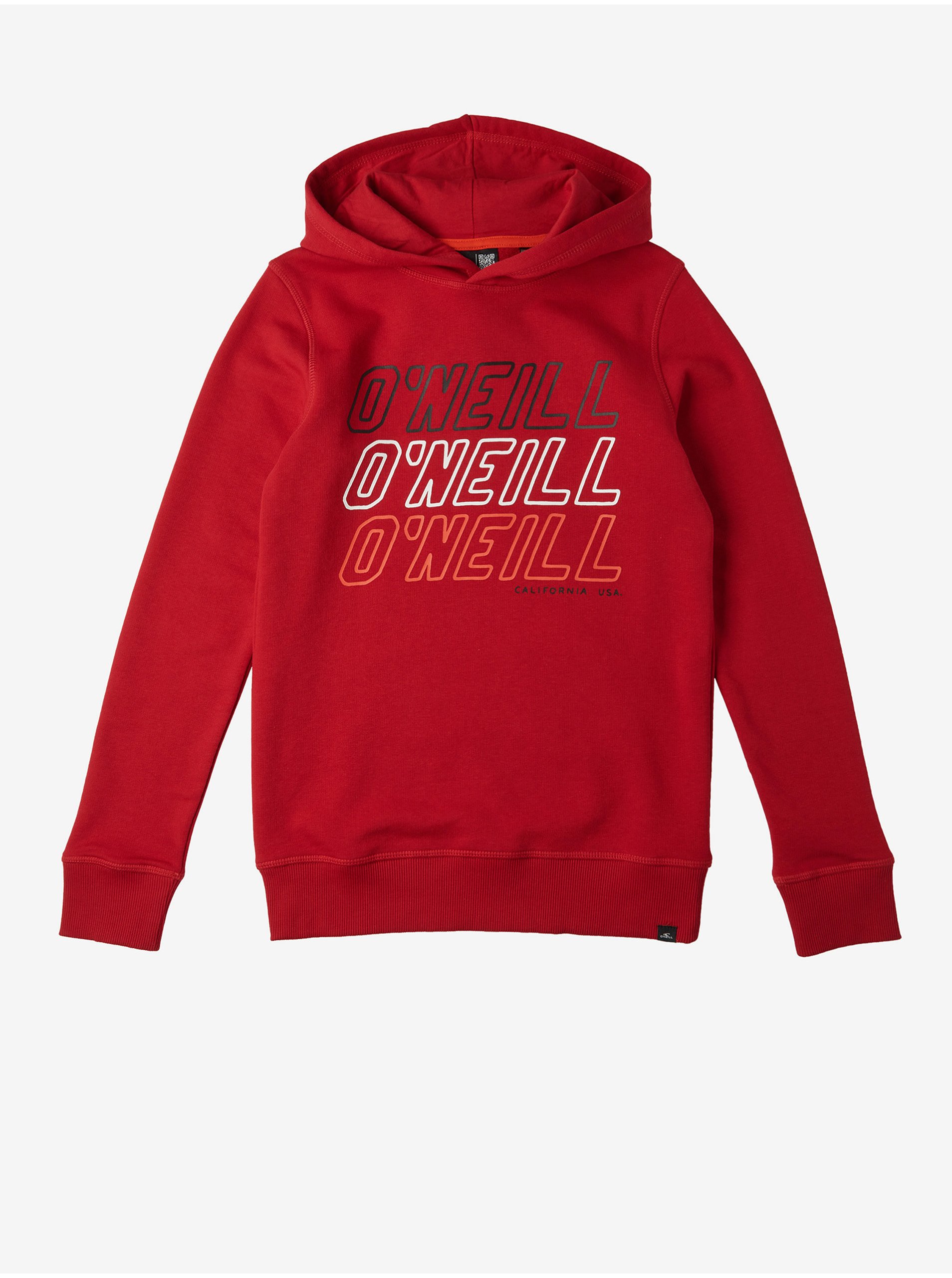 Levně Červená holčičí mikina s kapucí O'Neill All Year Sweat