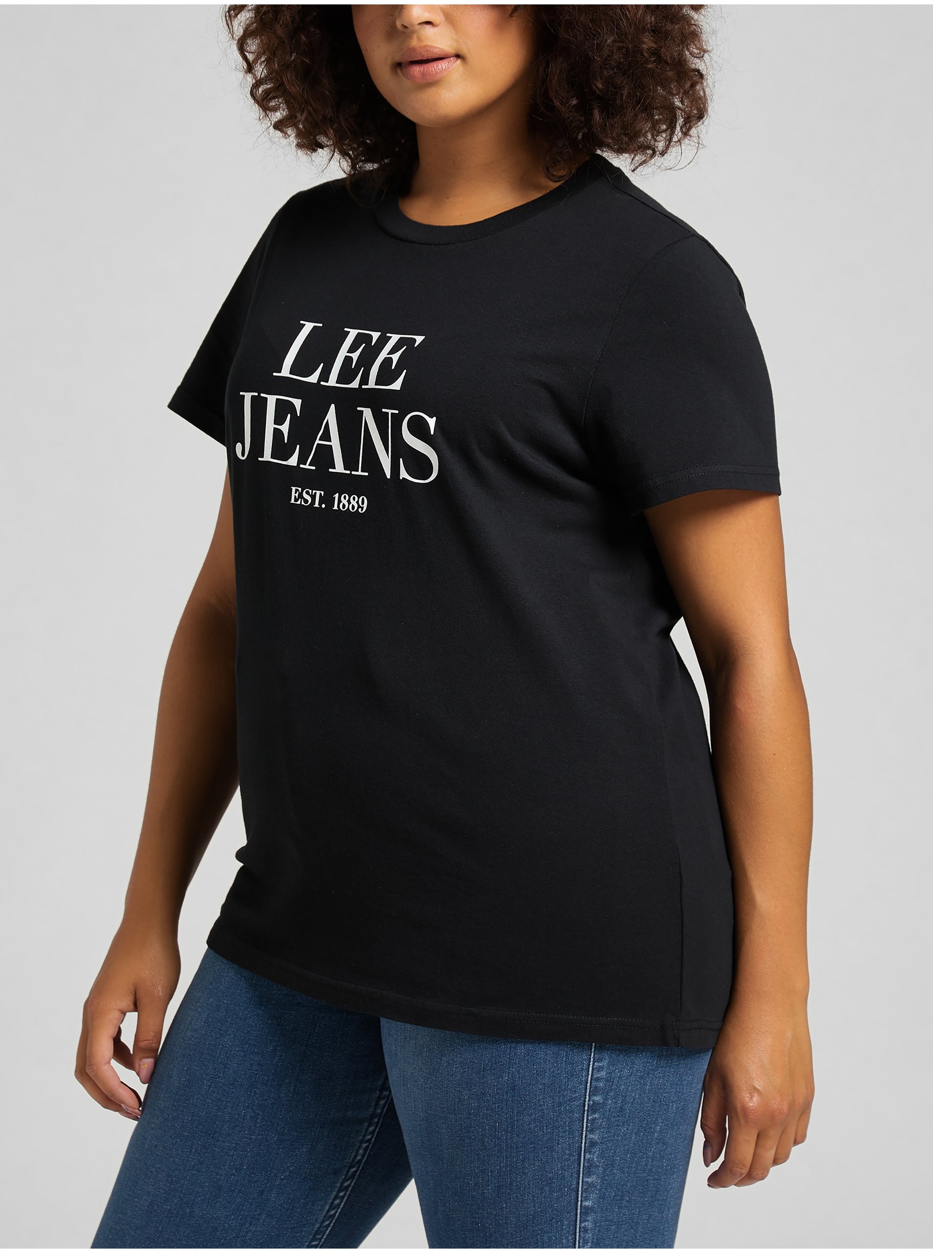 Levně Černé dámské tričko s potiskem Lee Graphic