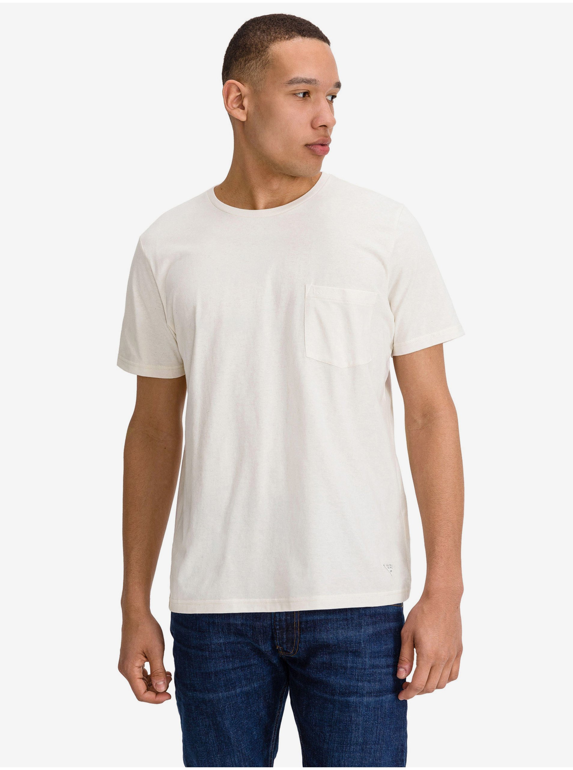Levně Bílé pánské tričko Lee Sustainable