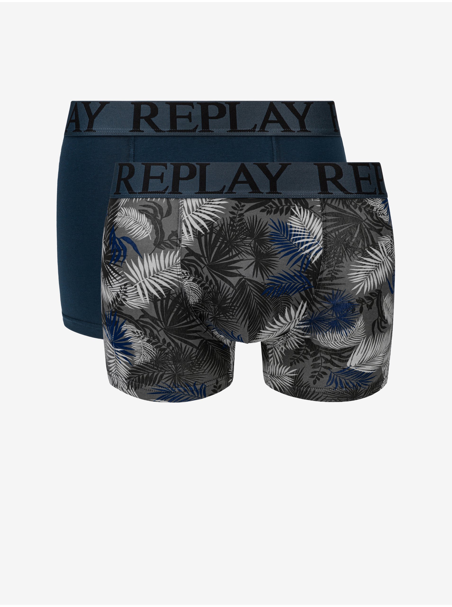 E-shop Sada dvou boxerek v tmavě modré a šedé barvě Replay Foliage