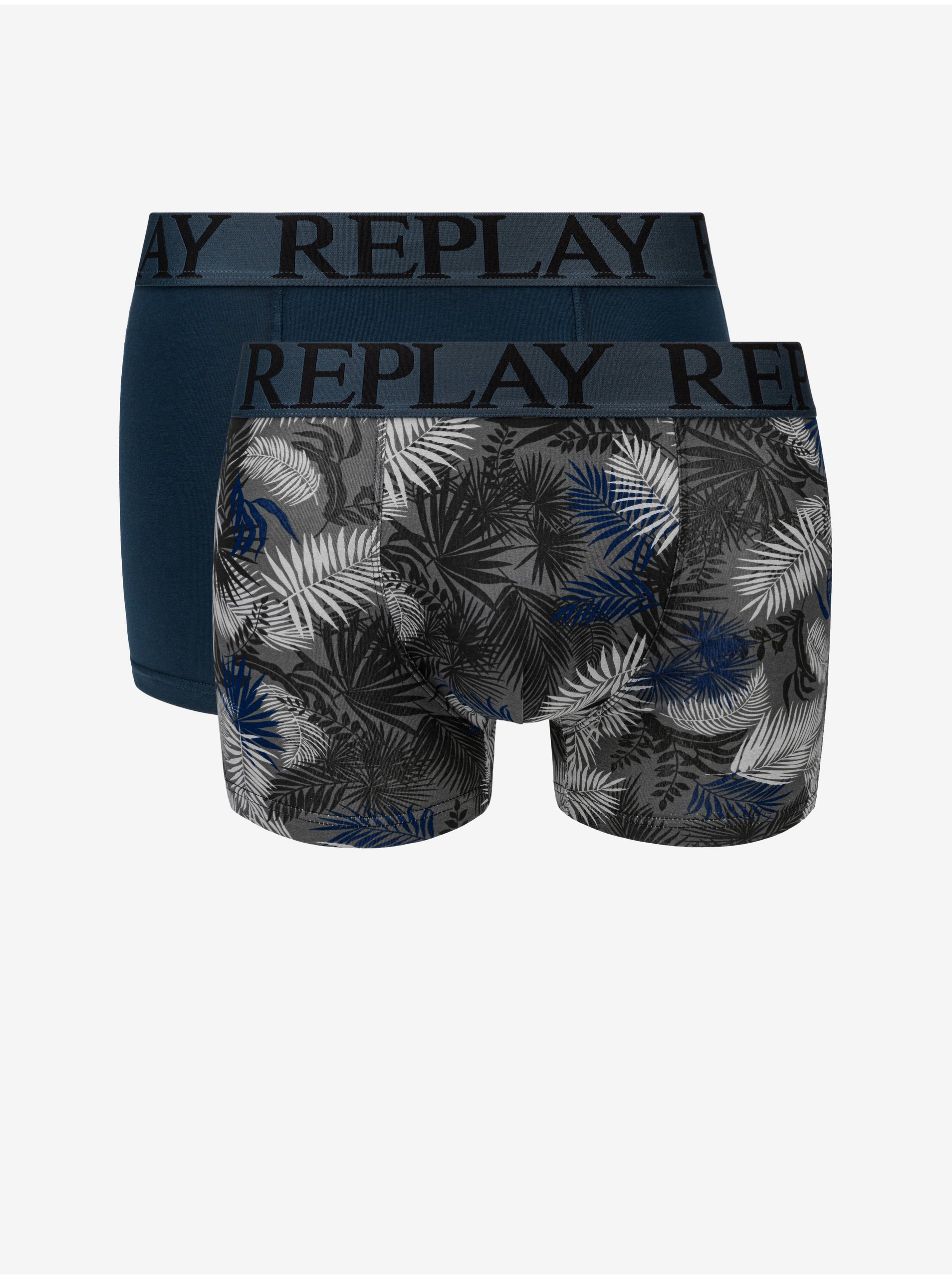 Sada dvou boxerek v tmavě modré a šedé barvě Replay Foliage