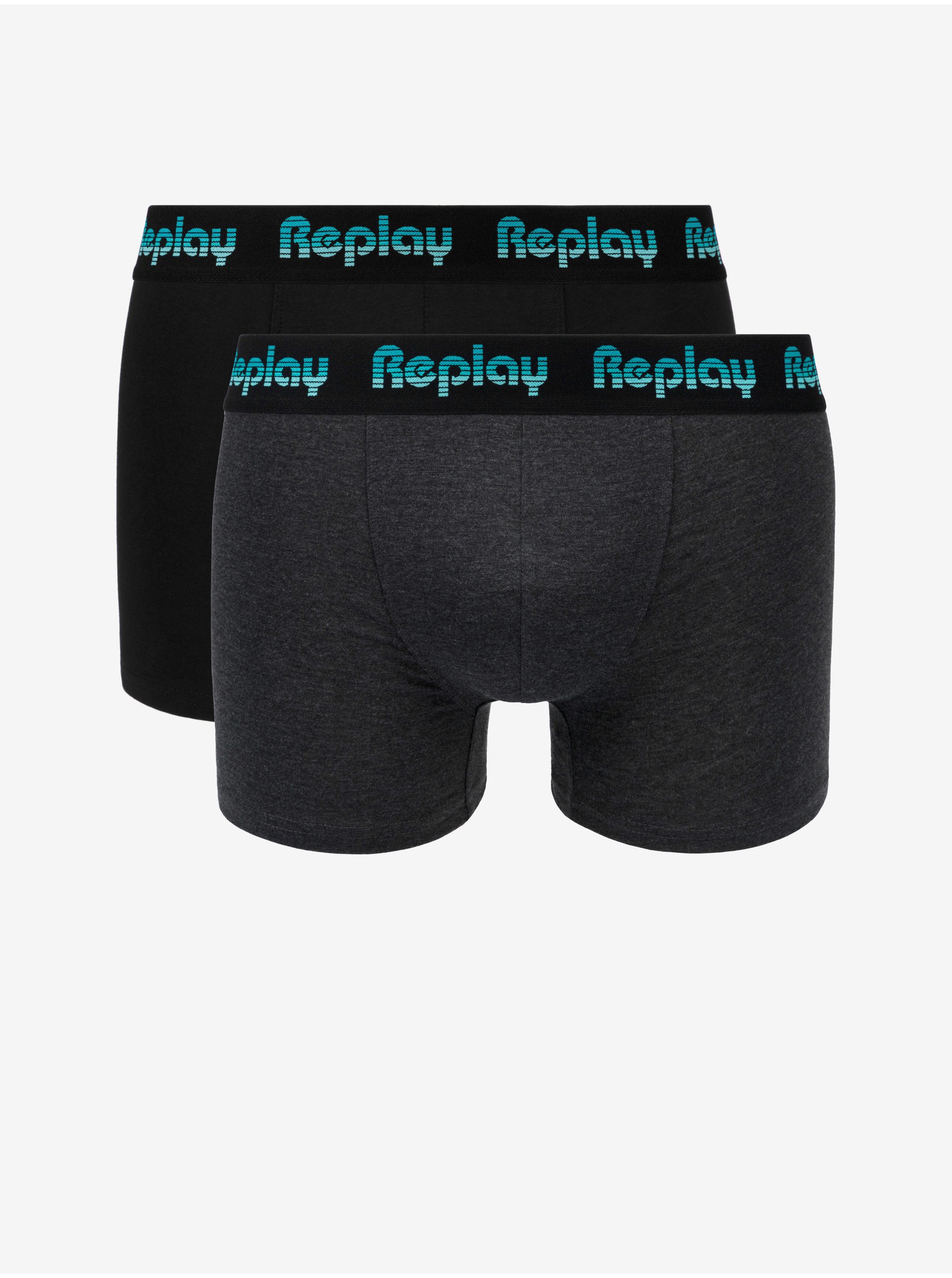 E-shop Sada dvou boxerek v černé a tmavě šedé barvě Replay