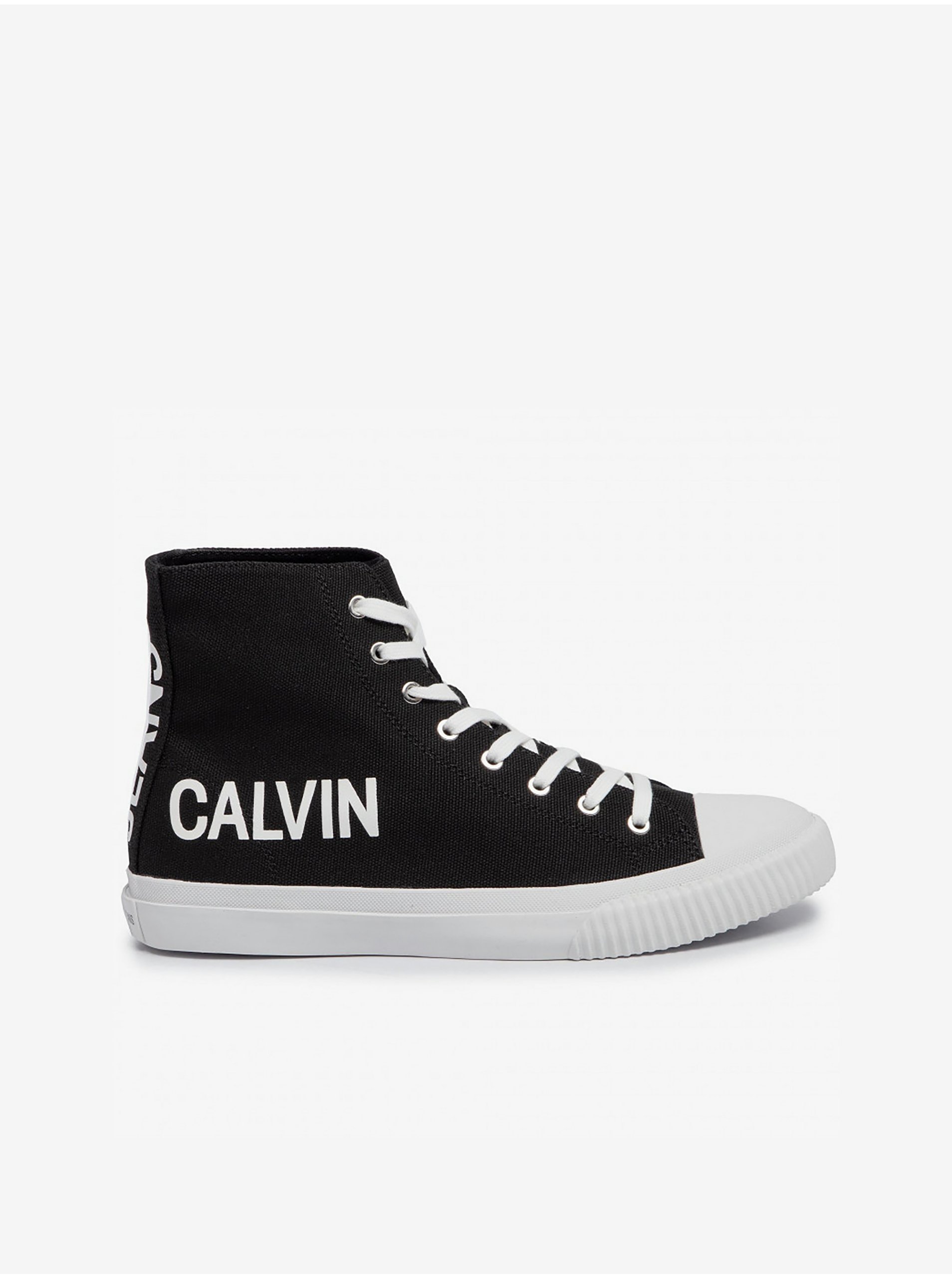 Lacno Čierne pánske členkové tenisky s nápisom Iacopo Canvas Calvin Klein Jeans