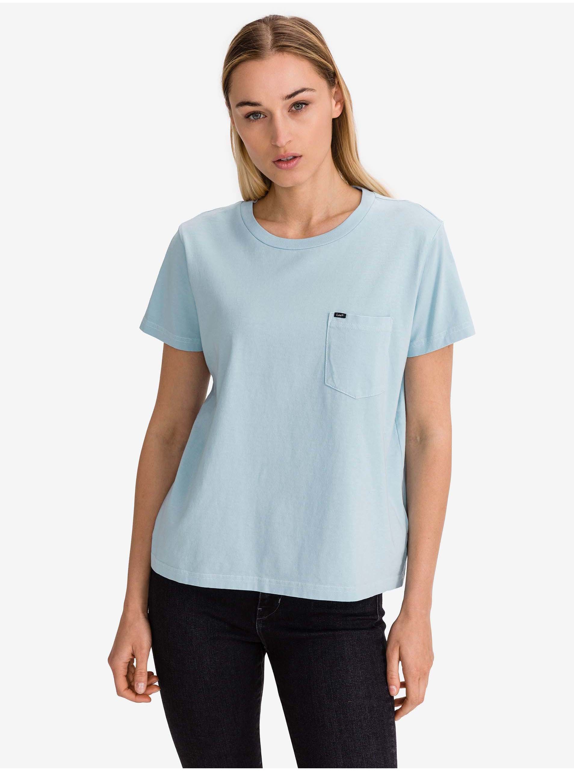 Levně Světle modré dámské tričko s kapsičkou Lee
