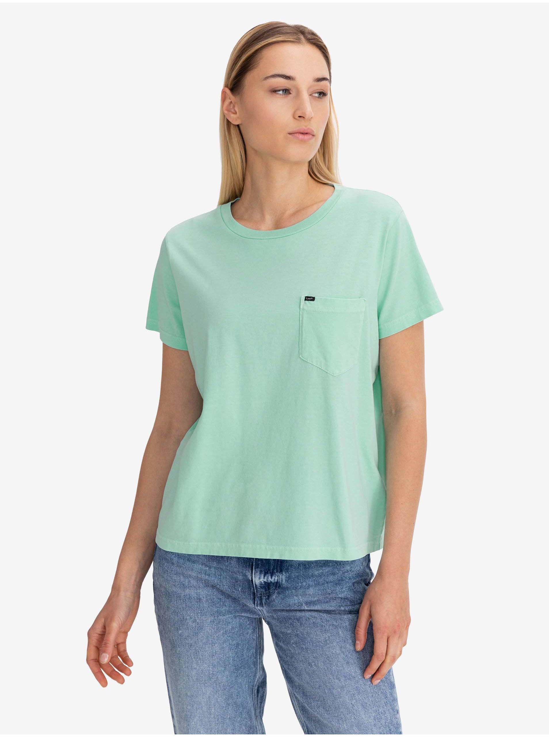 Levně Světle zelené dámské tričko s kapsičkou Lee