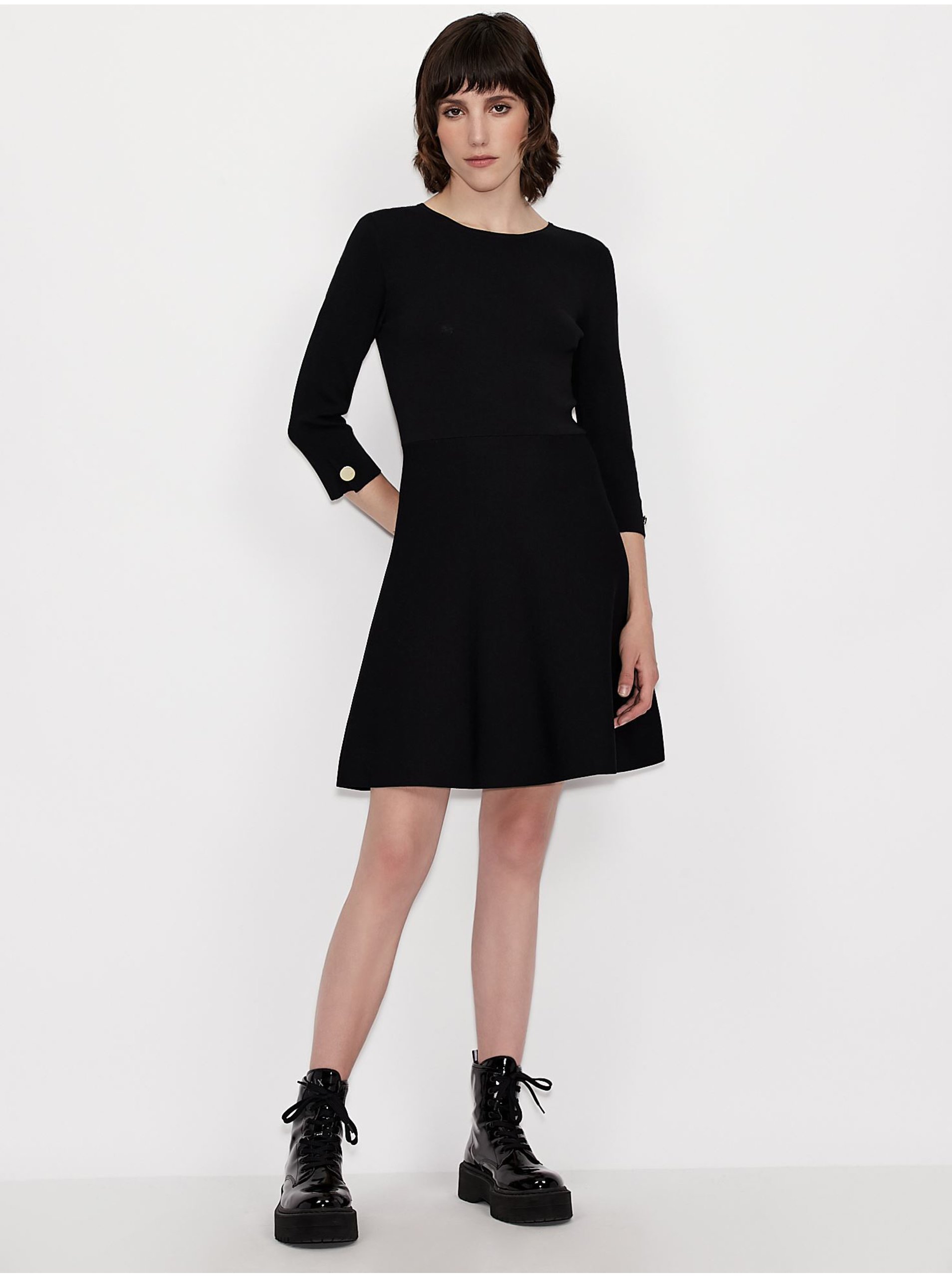 Lacno Čierne svetrové šaty Armani Exchange