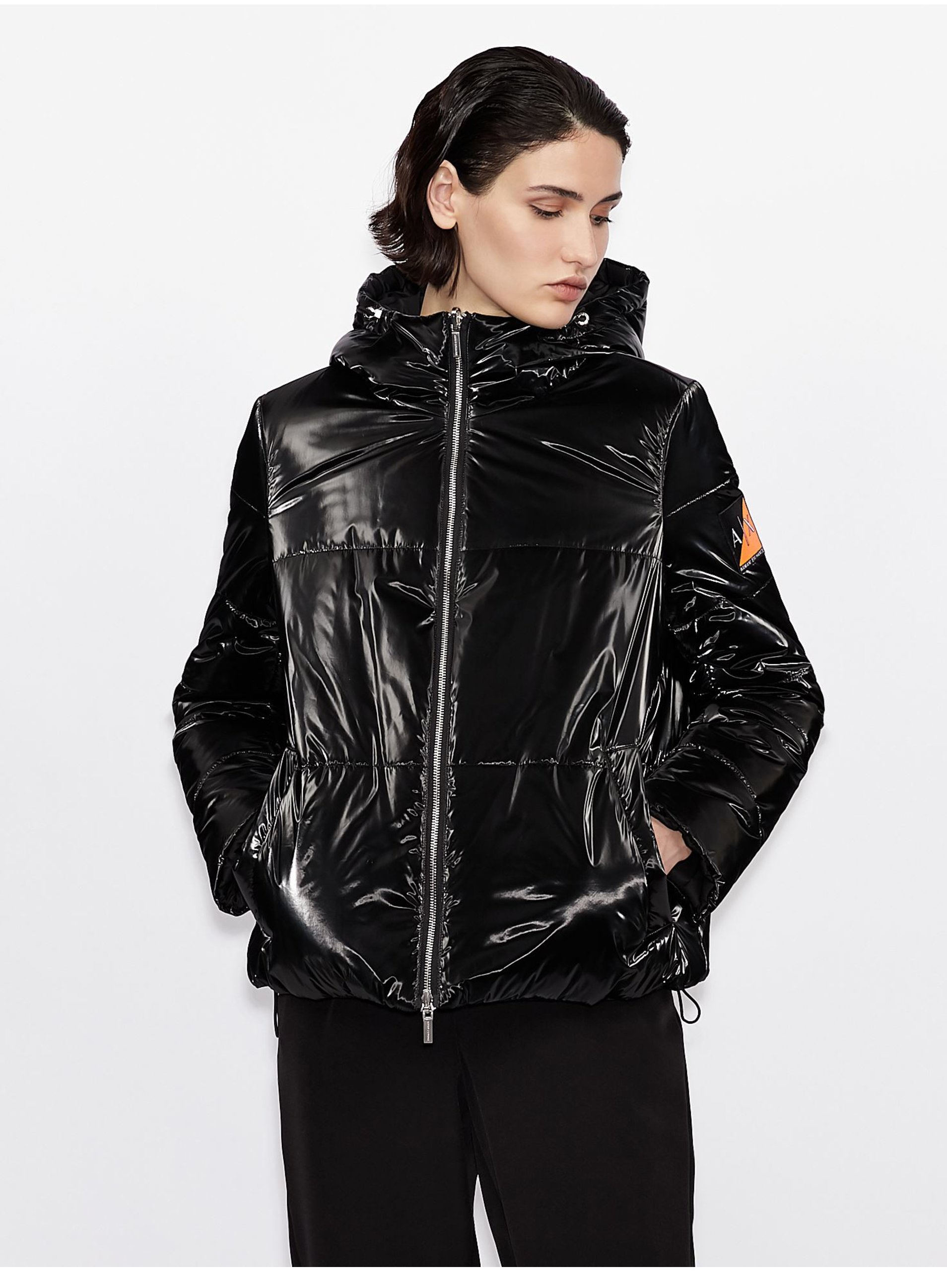 E-shop Čierna dámska prešívaná obojstranná zimná bunda Armani Exchange
