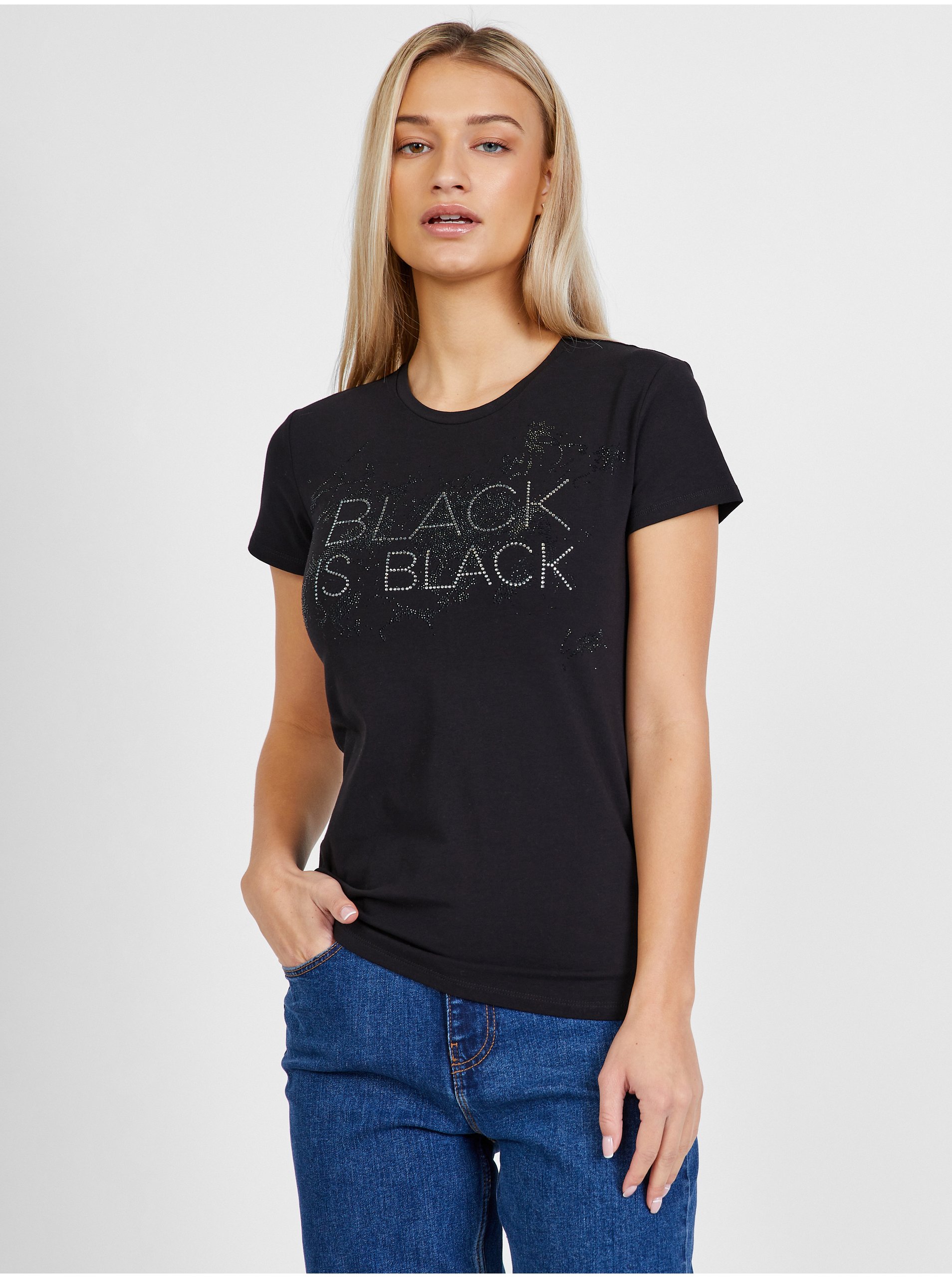 Lacno Čierne dámske vzorované tričko Liu Jo