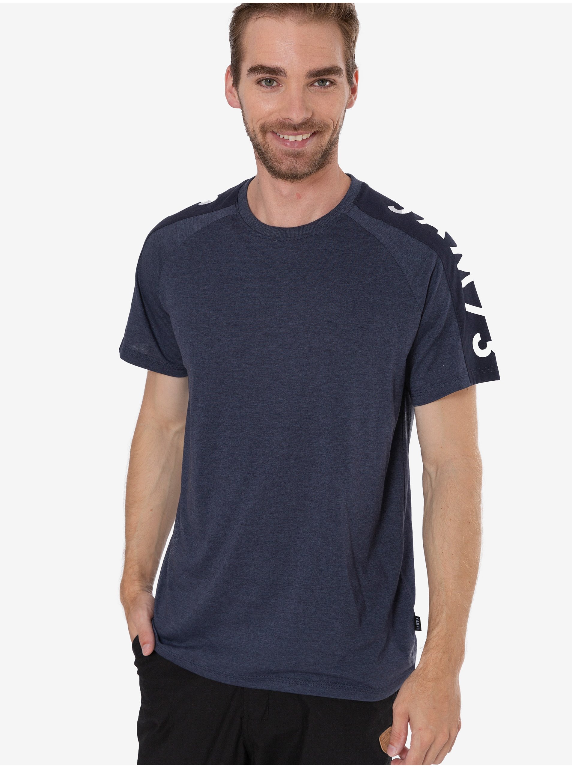 E-shop Modré pánské tričko s potiskem SAM 73