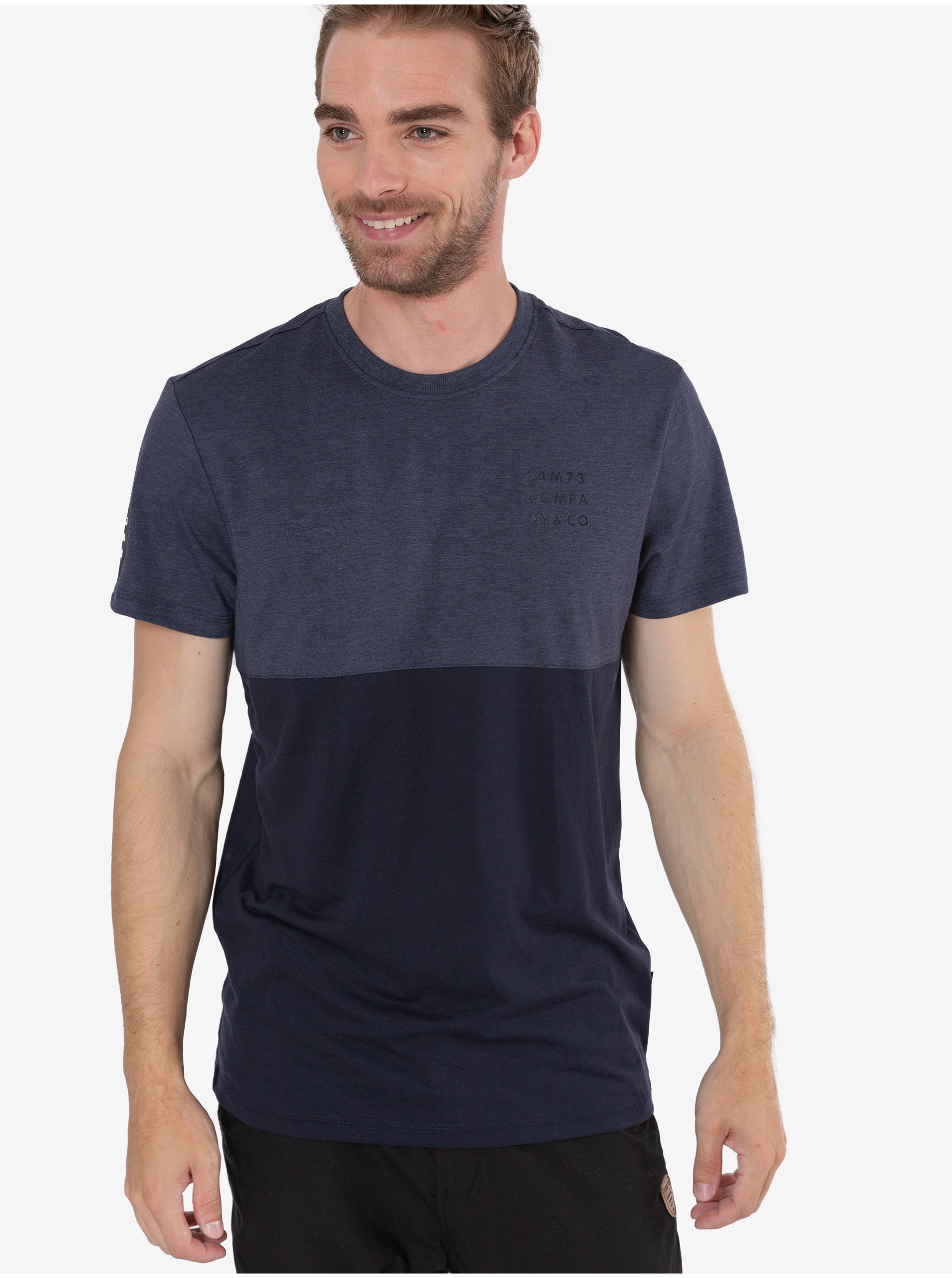Levně Tmavě modré pánské tričko SAM 73