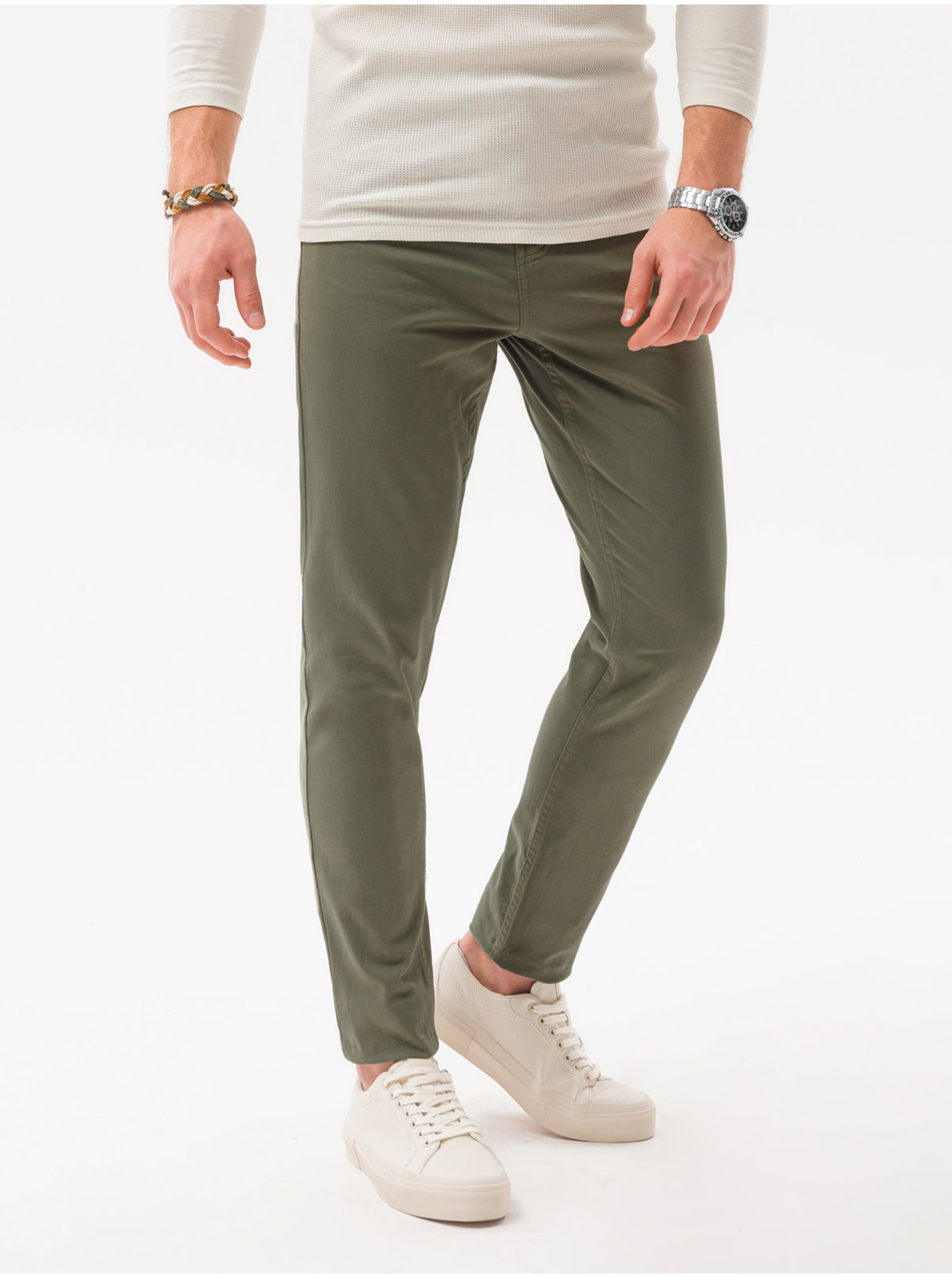 E-shop Khaki pánské chino kalhoty Ombre Clothing P1059