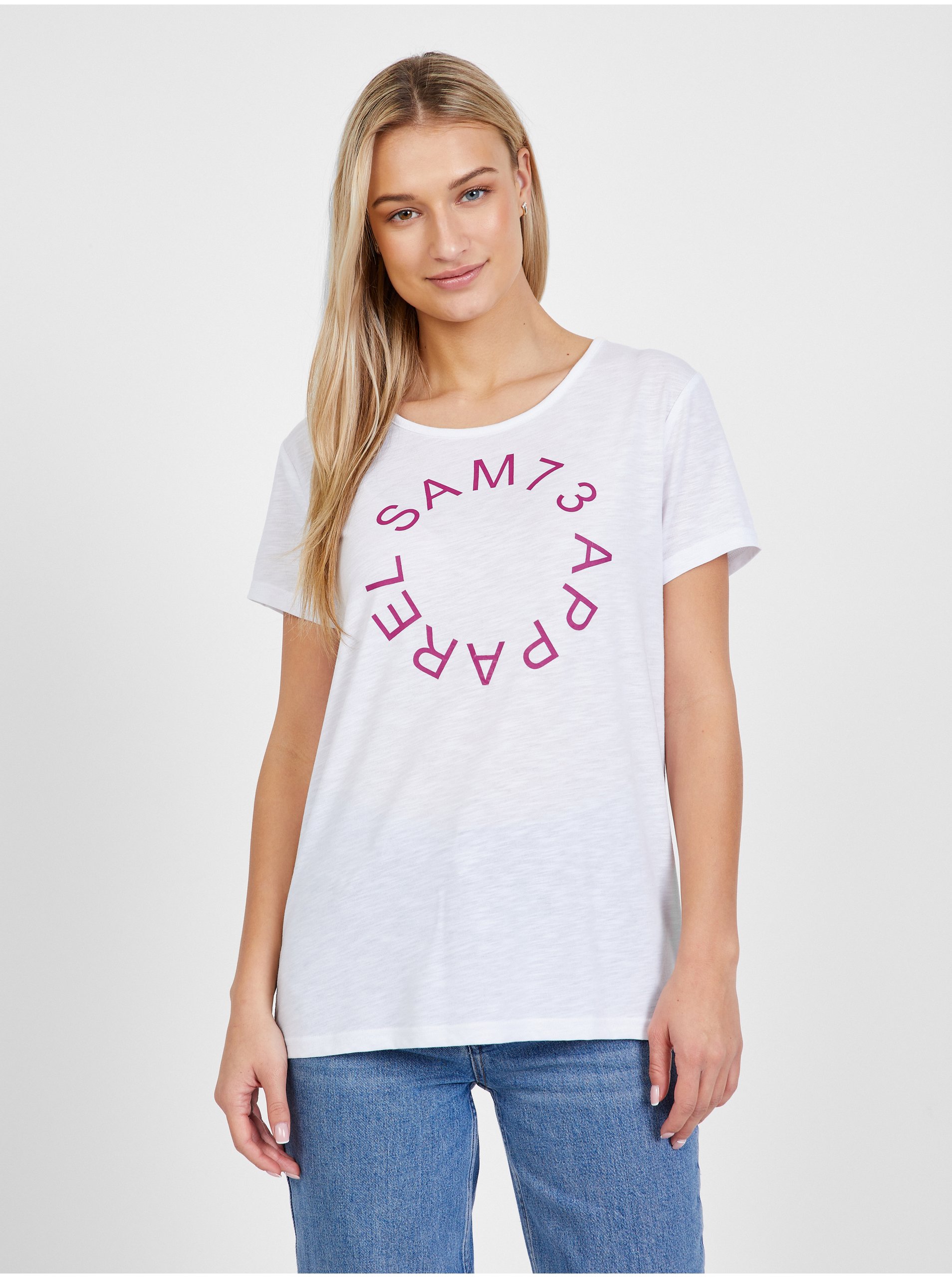 E-shop Bílé dámské tričko s potiskem SAM 73 Arias