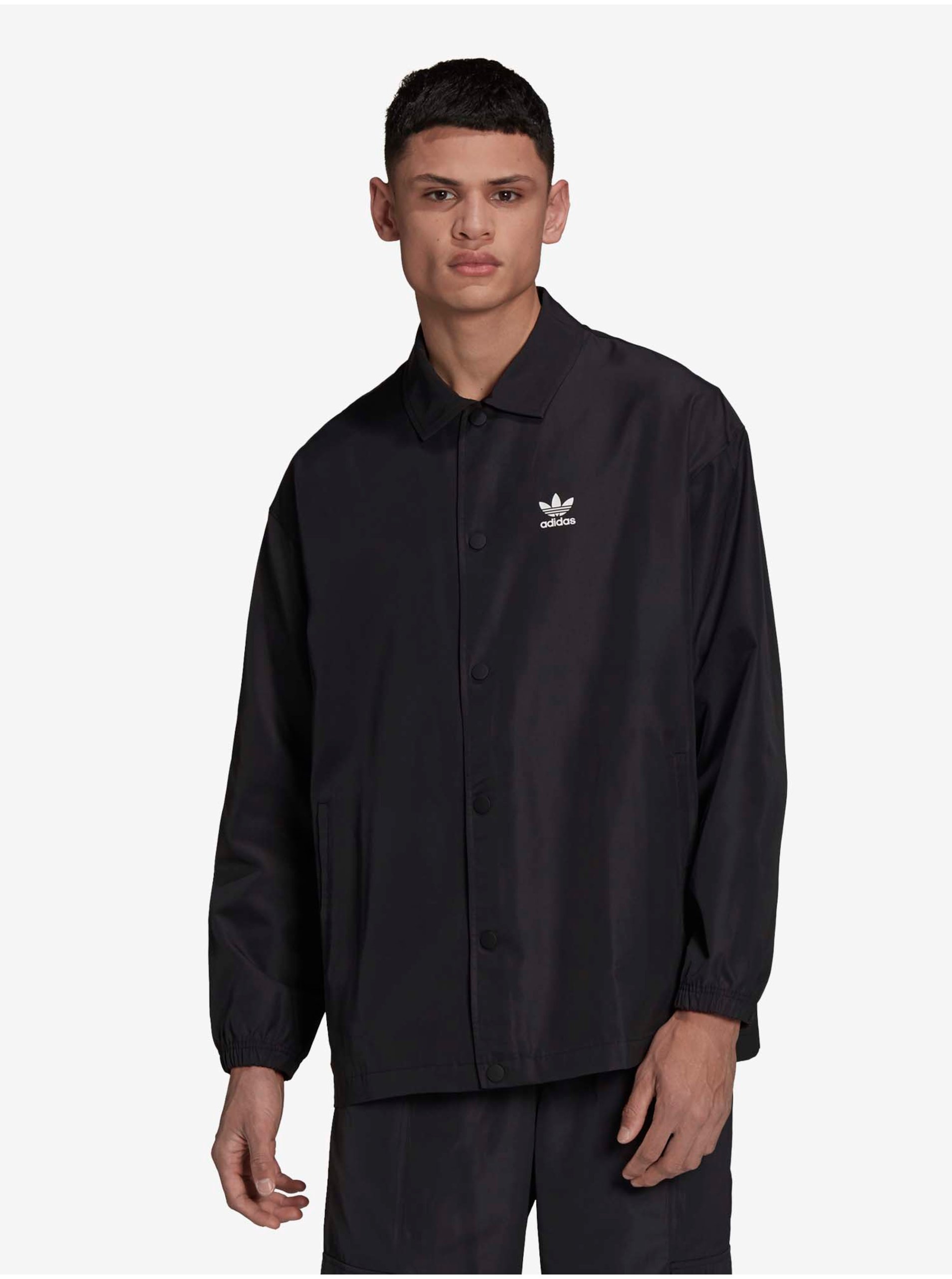 Lacno Čierna pánska vzorovaná košeľová ľahká bunda adidas Originals Coach Jacket