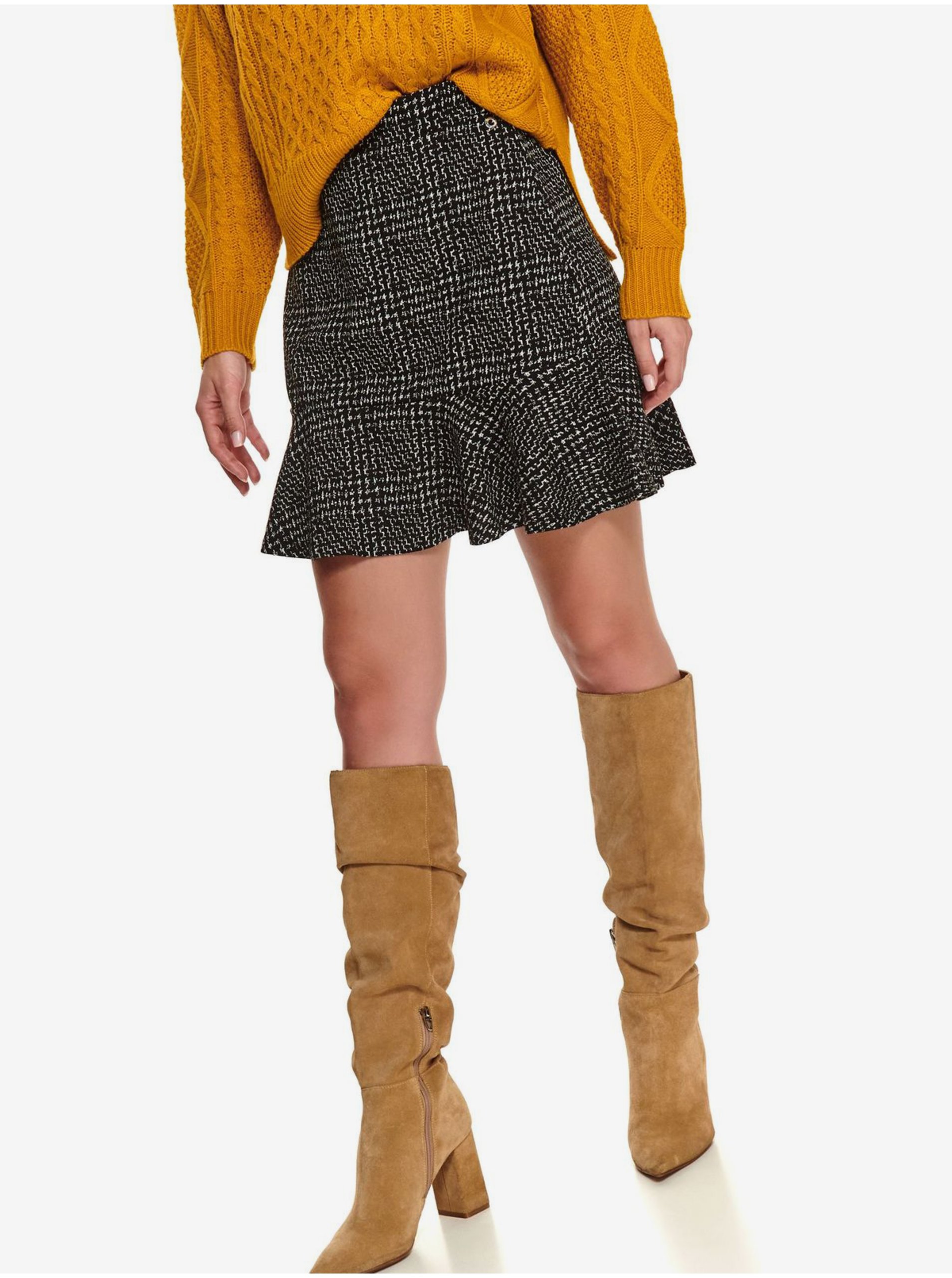 E-shop Čierna dámska vzorovaná krátka sukňa TOP SECRET
