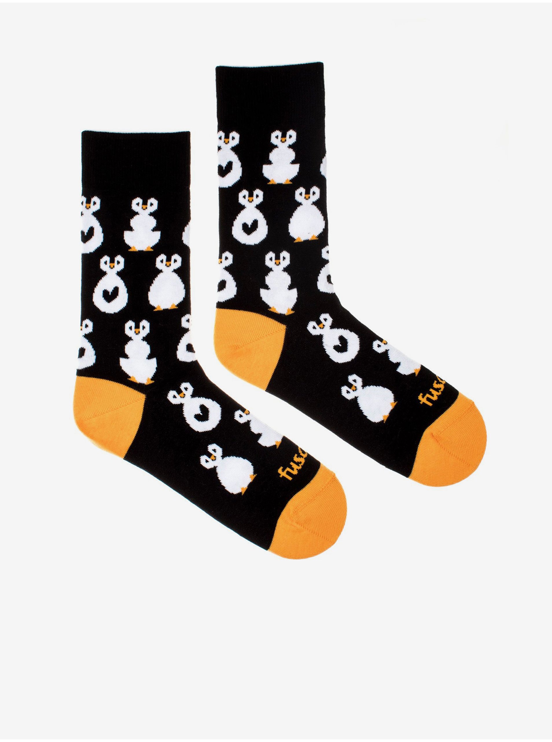 Lacno Černé dámské vzorované ponožky Fusakle Nocny pingu