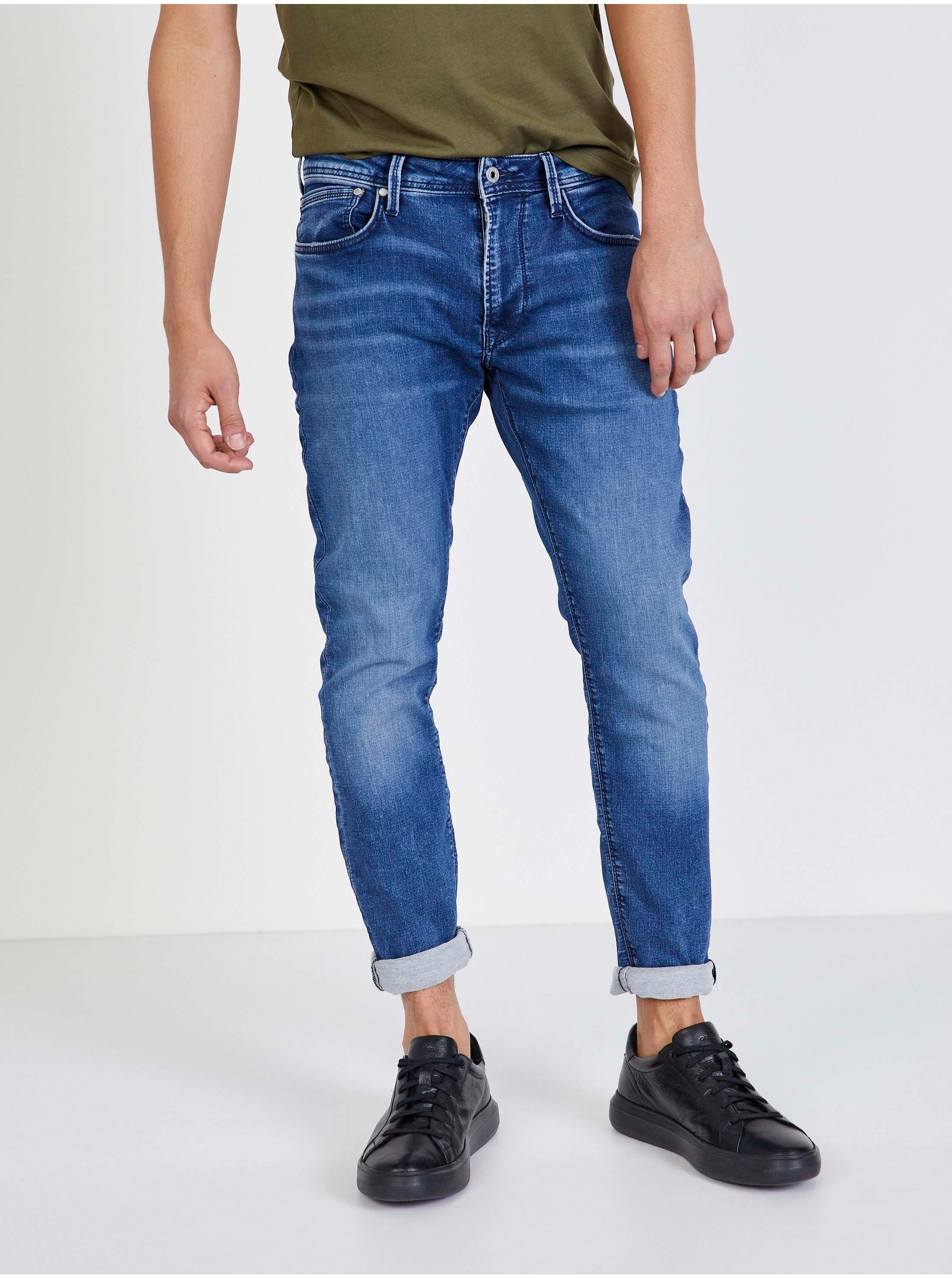 Levně Tmavě modré pánské straight fit džíny Pepe Jeans Stanley